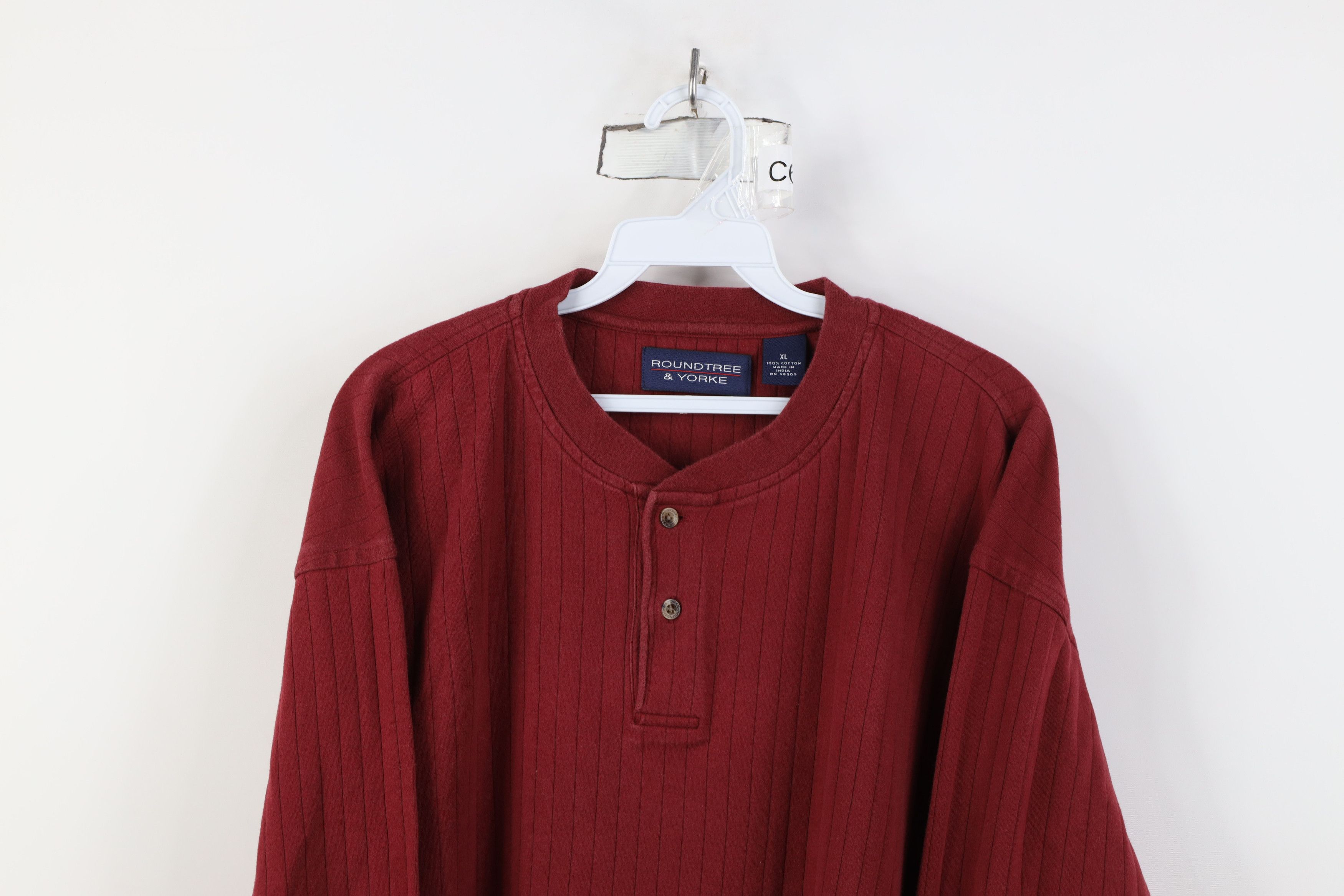 Vintage Vintage 90s Streetwear Heavy Ribbed Henley T-Shirt Red Size US XL / EU 56 / 4 - 2 Thumbnail