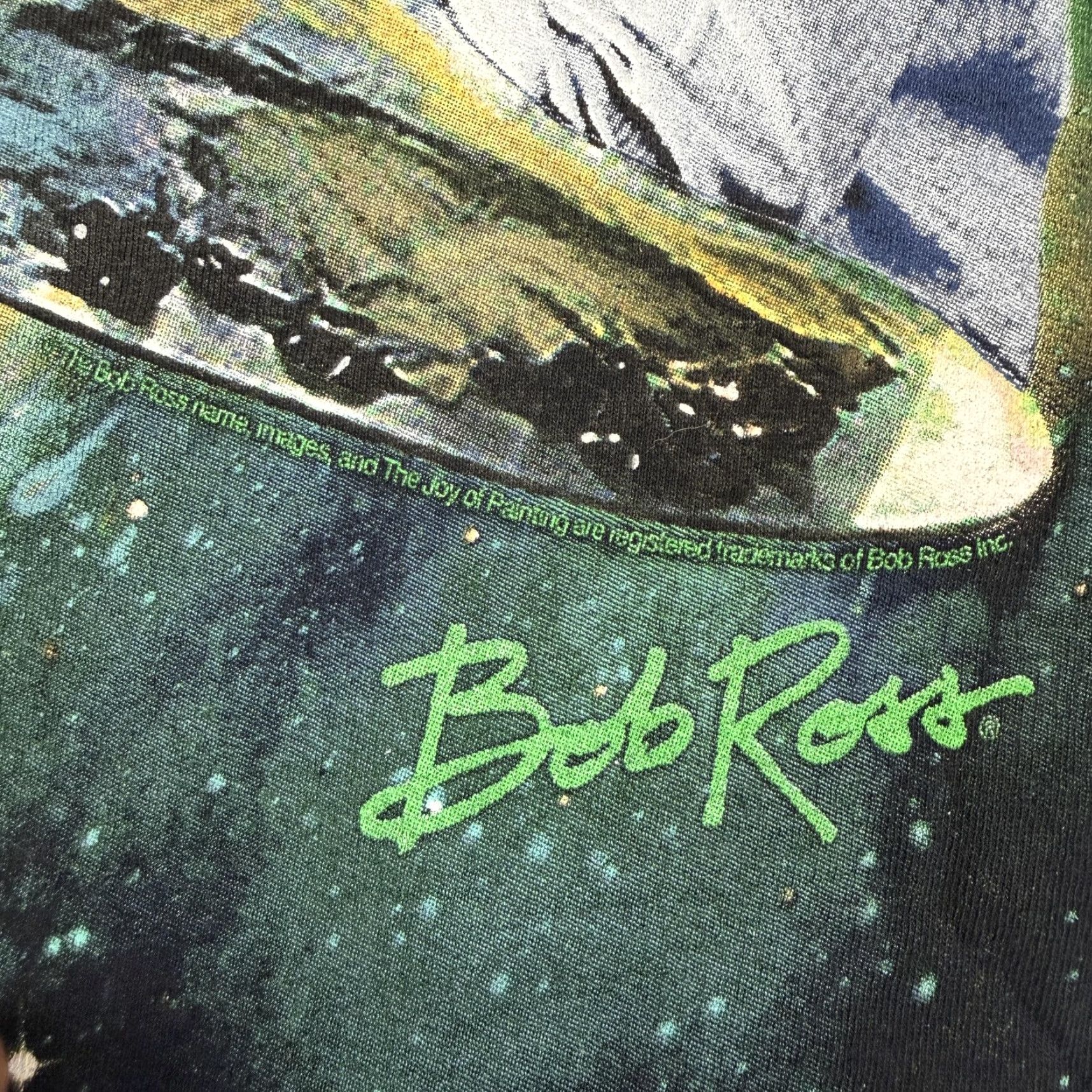 Vintage Bob Ross Shirt Mens Small Black Galaxy Space Painter Graphic T-Shirt Tee Size US S / EU 44-46 / 1 - 3 Thumbnail