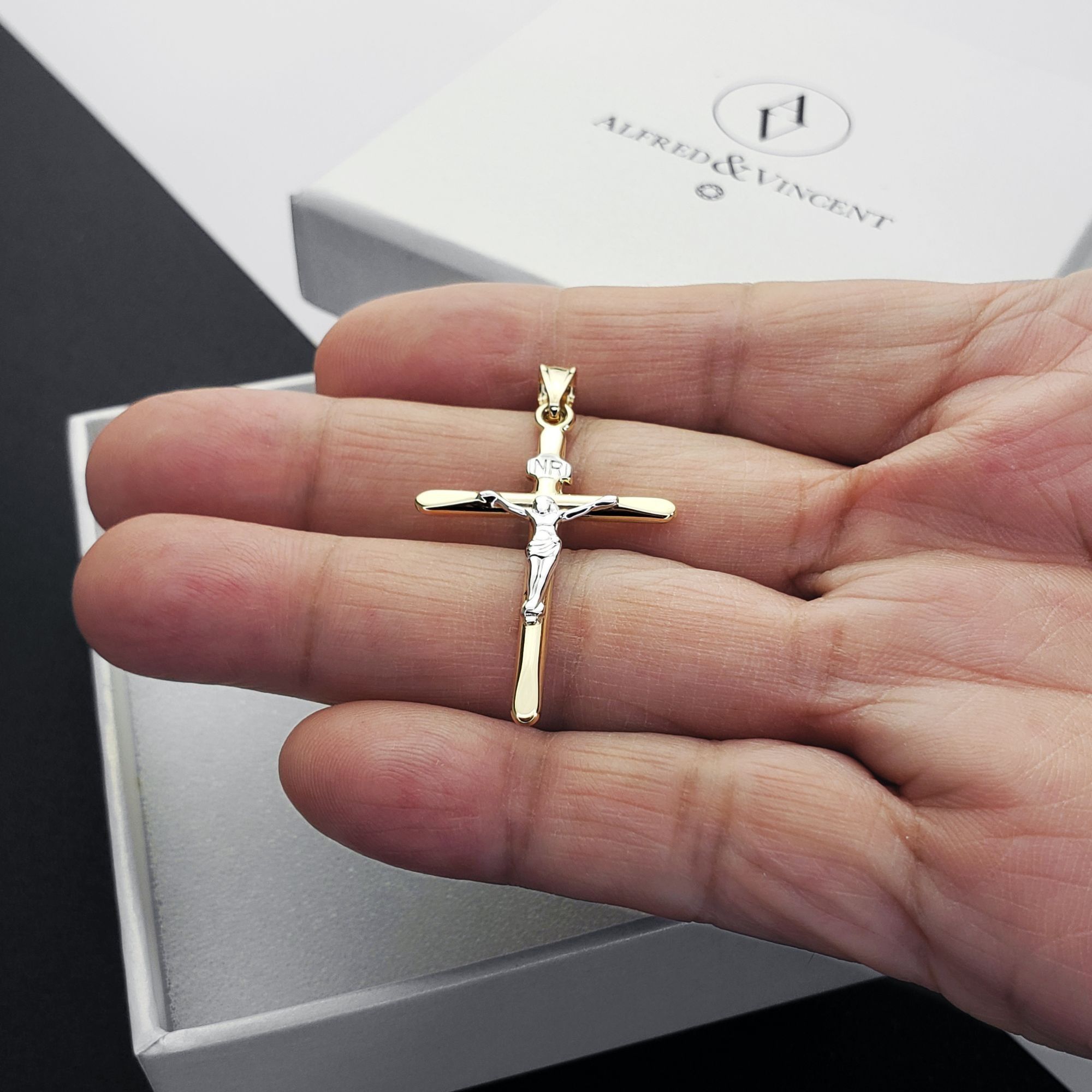 Other Jesus INRI Latin Cross Pendant 2-Tone 14k Yellow White Gold Size ONE SIZE - 3 Thumbnail