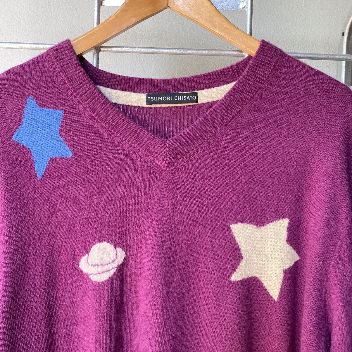Tsumori Chisato TSUMORI CHISATO Purple Starry V-Neck Sweater Size XS / US 0-2 / IT 36-38 - 3 Thumbnail