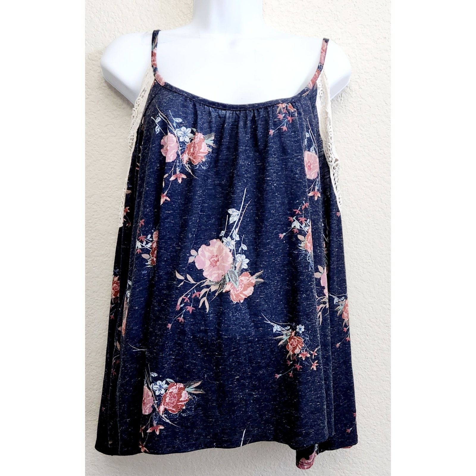 Other Rewind Blue Floral Print Cold Shoulder Top Large Size L / US 10 / IT 46 - 1 Thumbnail