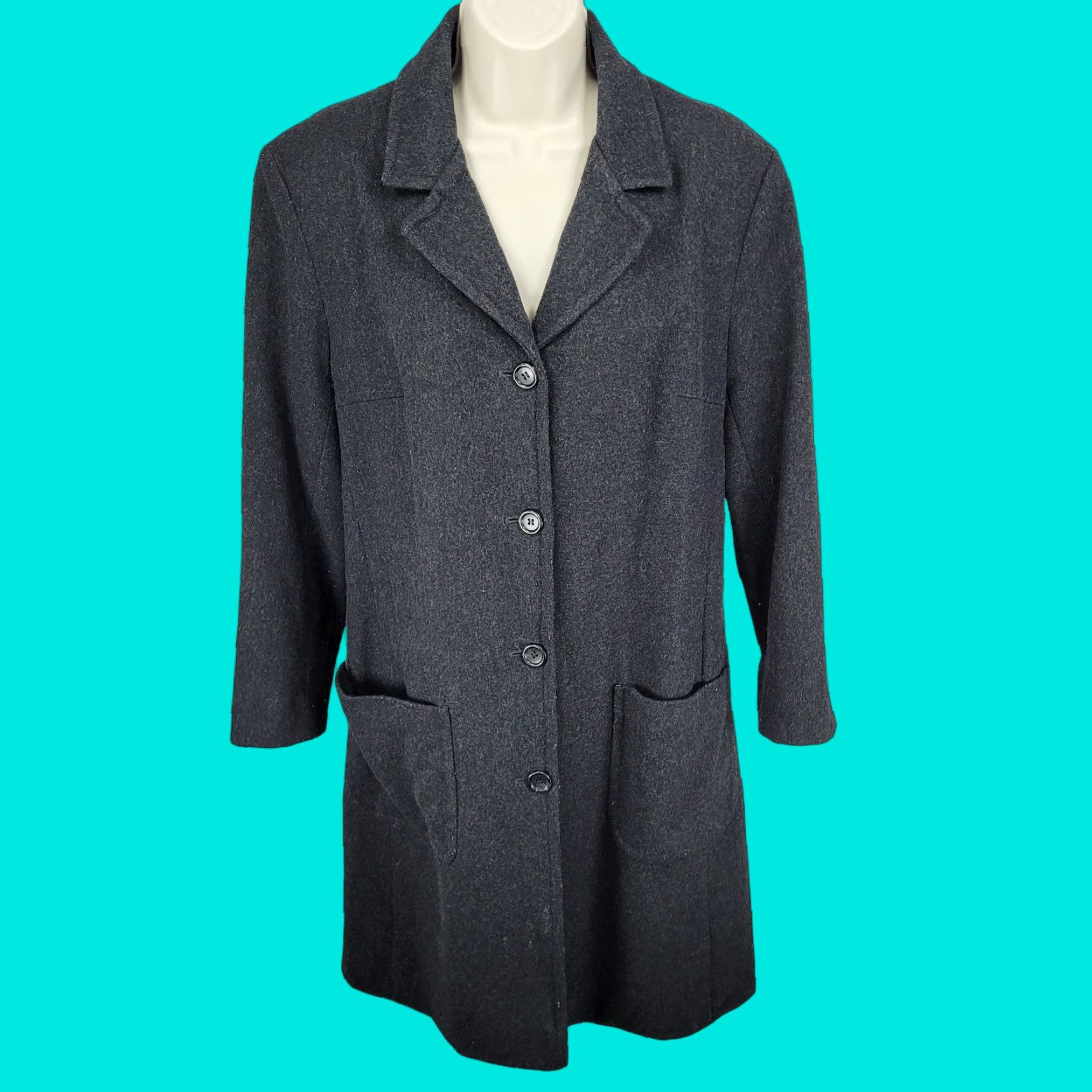 J.Crew VINTAGE J.CREW Grey Wool Blend Over Coat Pockets Collared Buttoned Lined Middle M Womens Size M / US 6-8 / IT 42-44 - 1 Thumbnail