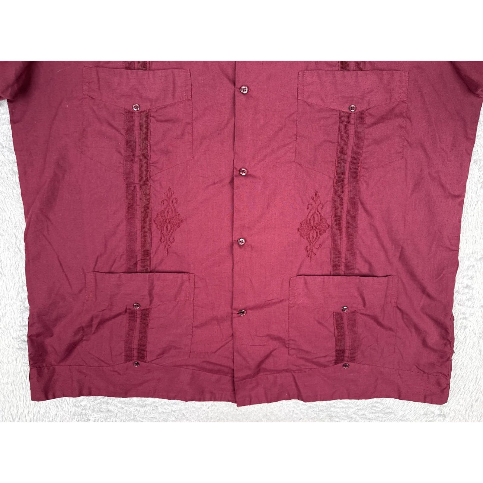 Vintage Guayabera Shirt Mens XL Red Short Sleeve Button Up Embroidered Pockets Casual Size US XL / EU 56 / 4 - 5 Thumbnail