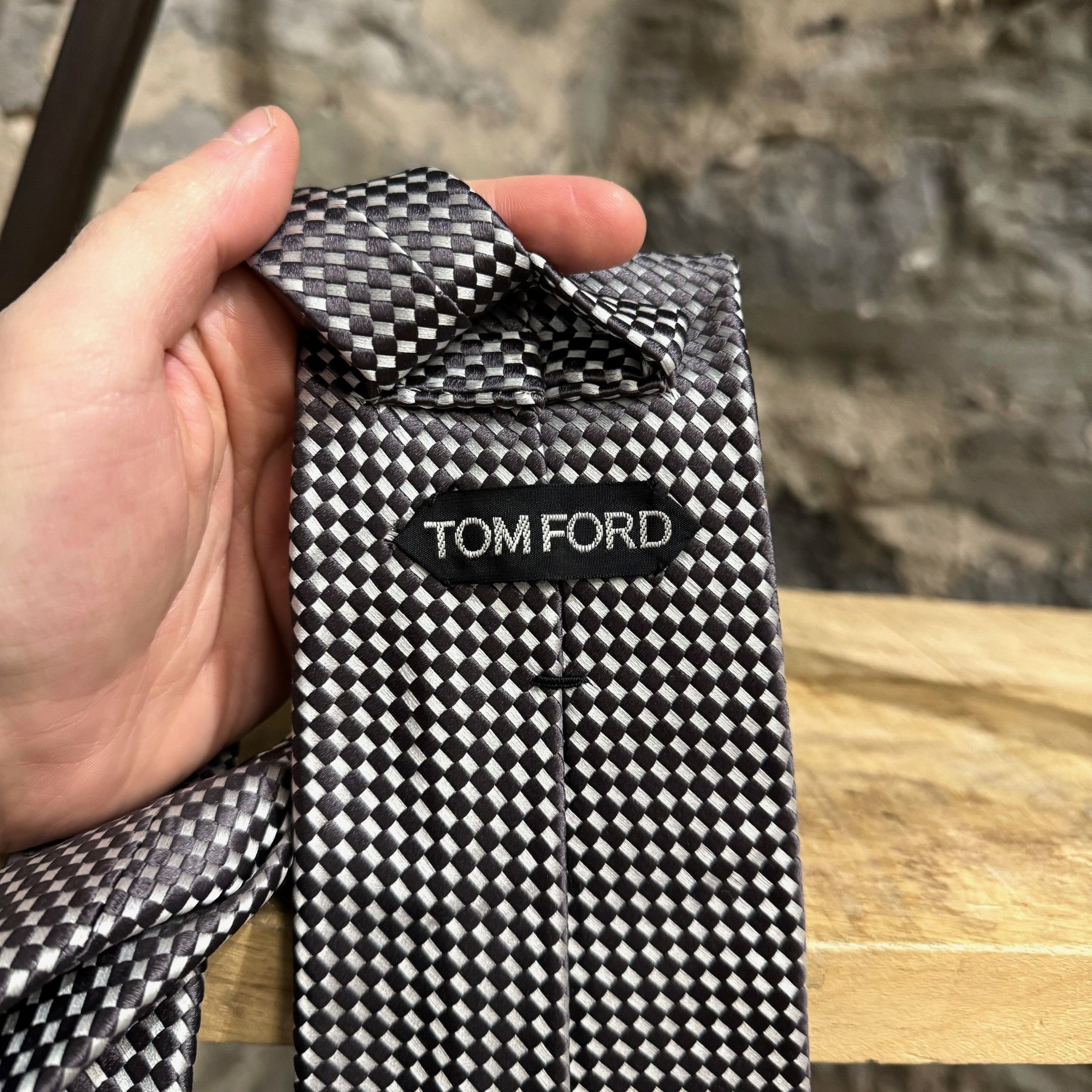 Tom Ford Tom Ford Brown White Jacquard Silk Tie Size ONE SIZE - 5 Thumbnail