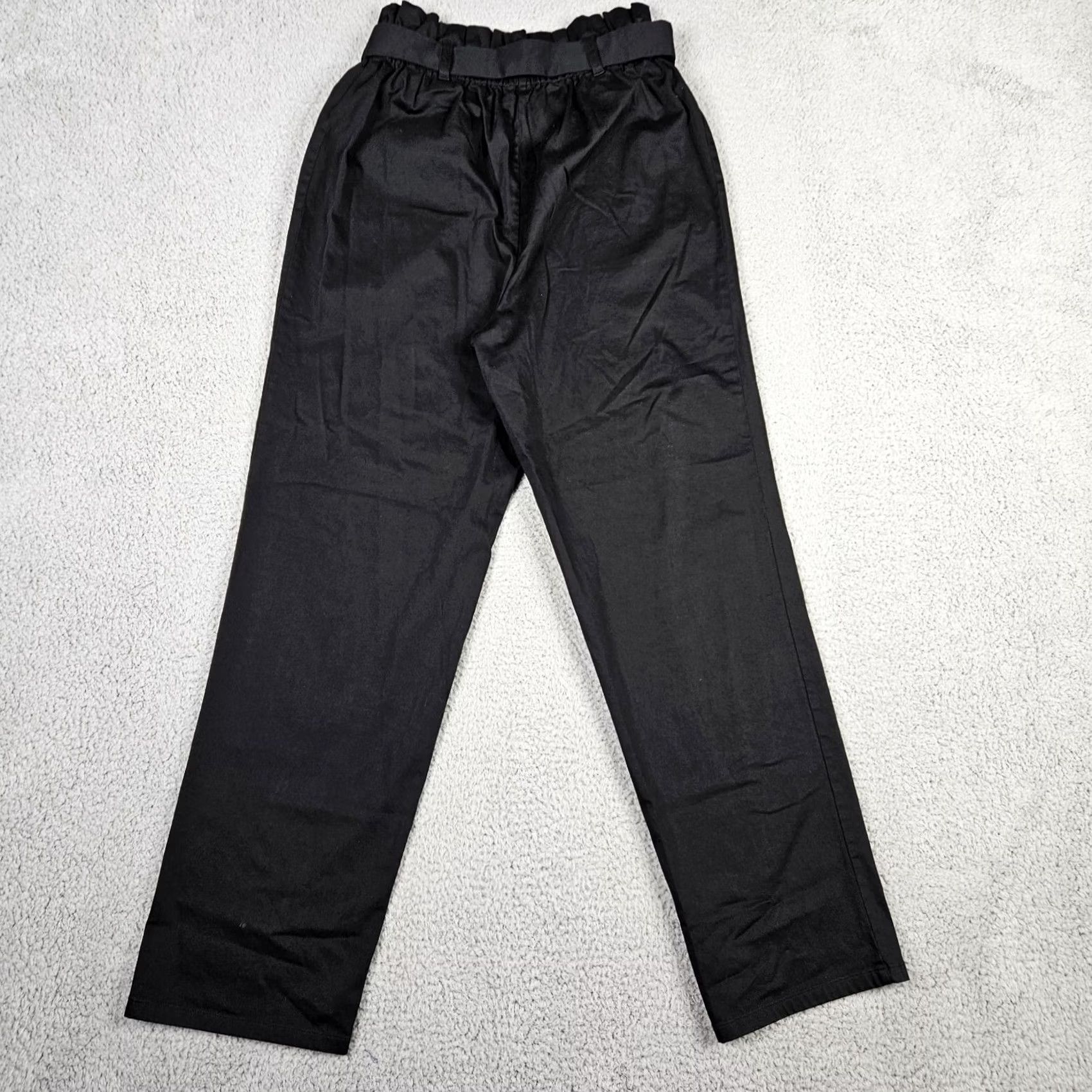 Vintage The Drop Women's Pants S Black Paperbag Belted High Rise Modern Regular Size 28" / US 6 / IT 42 - 6 Thumbnail