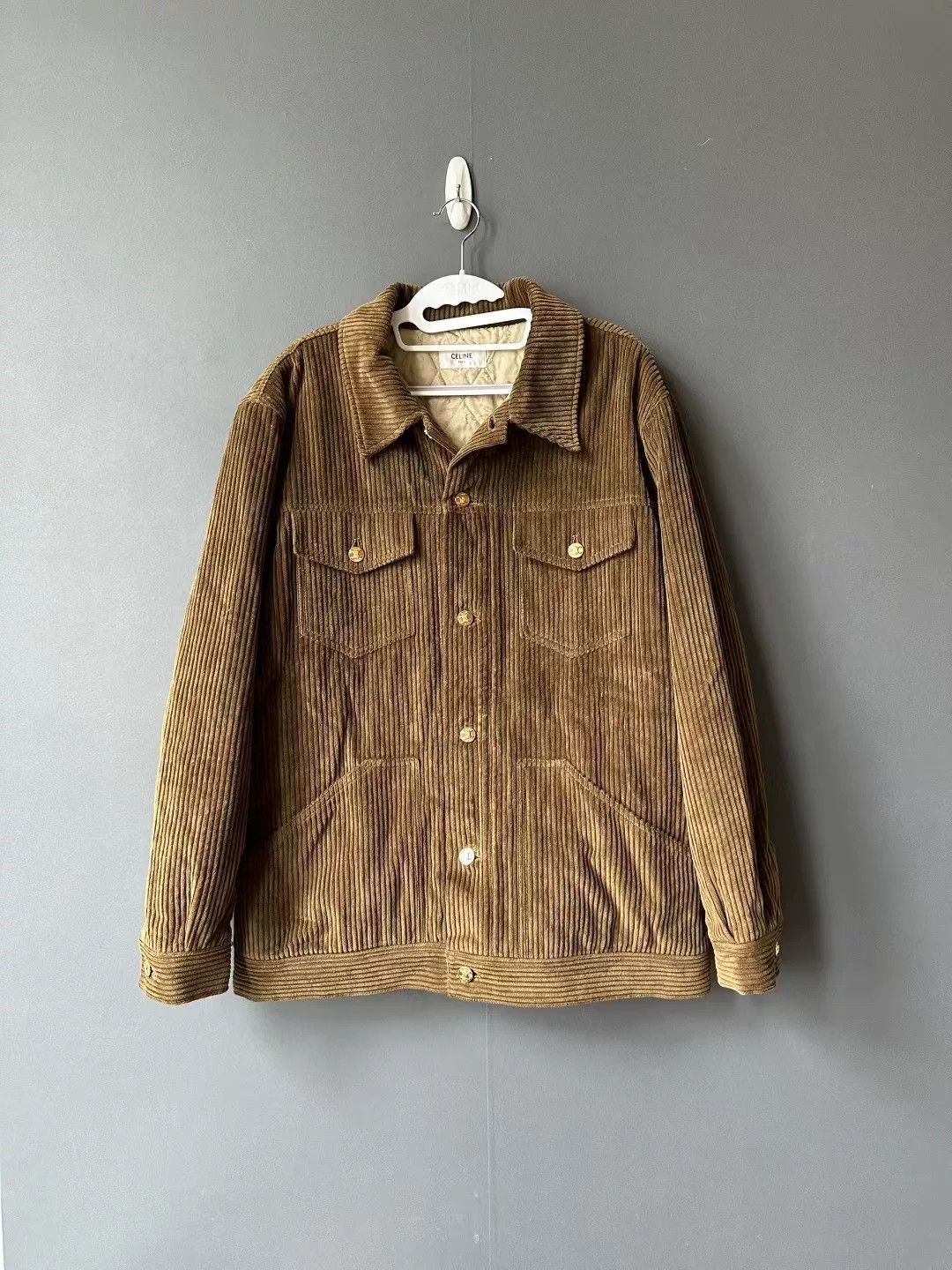 Celine Celine Corduroy Gold Button Coat Size US L / EU 52-54 / 3 - 1 Thumbnail