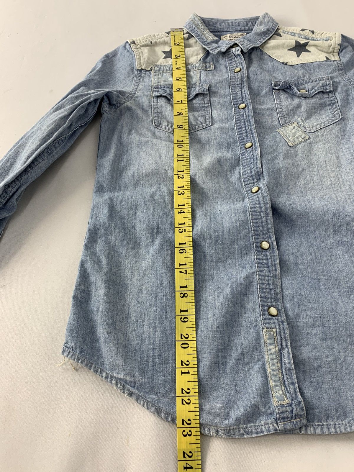 Polo Ralph Lauren Polo by Ralph Lauren Denim Shirt Dungarees Star Design Size L / US 10 / IT 46 - 12 Thumbnail