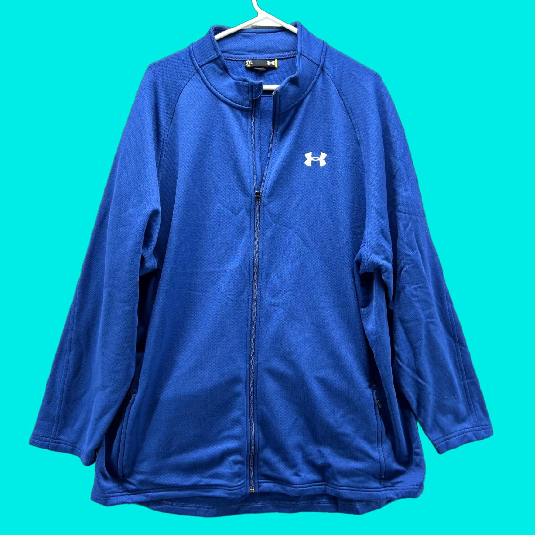 Under Armour Under Armour Sweater Men 2XL Blue Logo Polyester Knit Full Zip 1/4 Zip Mock Neck, Regular Fit, Long Sleeve, Fall Spring Winter Size US XXL / EU 58 / 5 - 1 Thumbnail