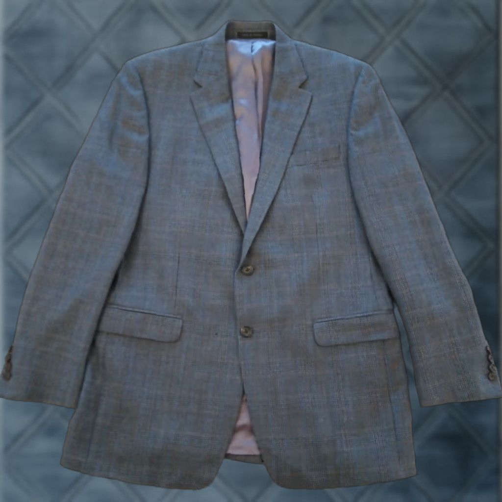 Ralph Lauren Lauren Ralph Lauren Blazer Mens 42 Long Gray Blue Plaid Two Button Single Vent Jacket Size 42R - 1 Thumbnail