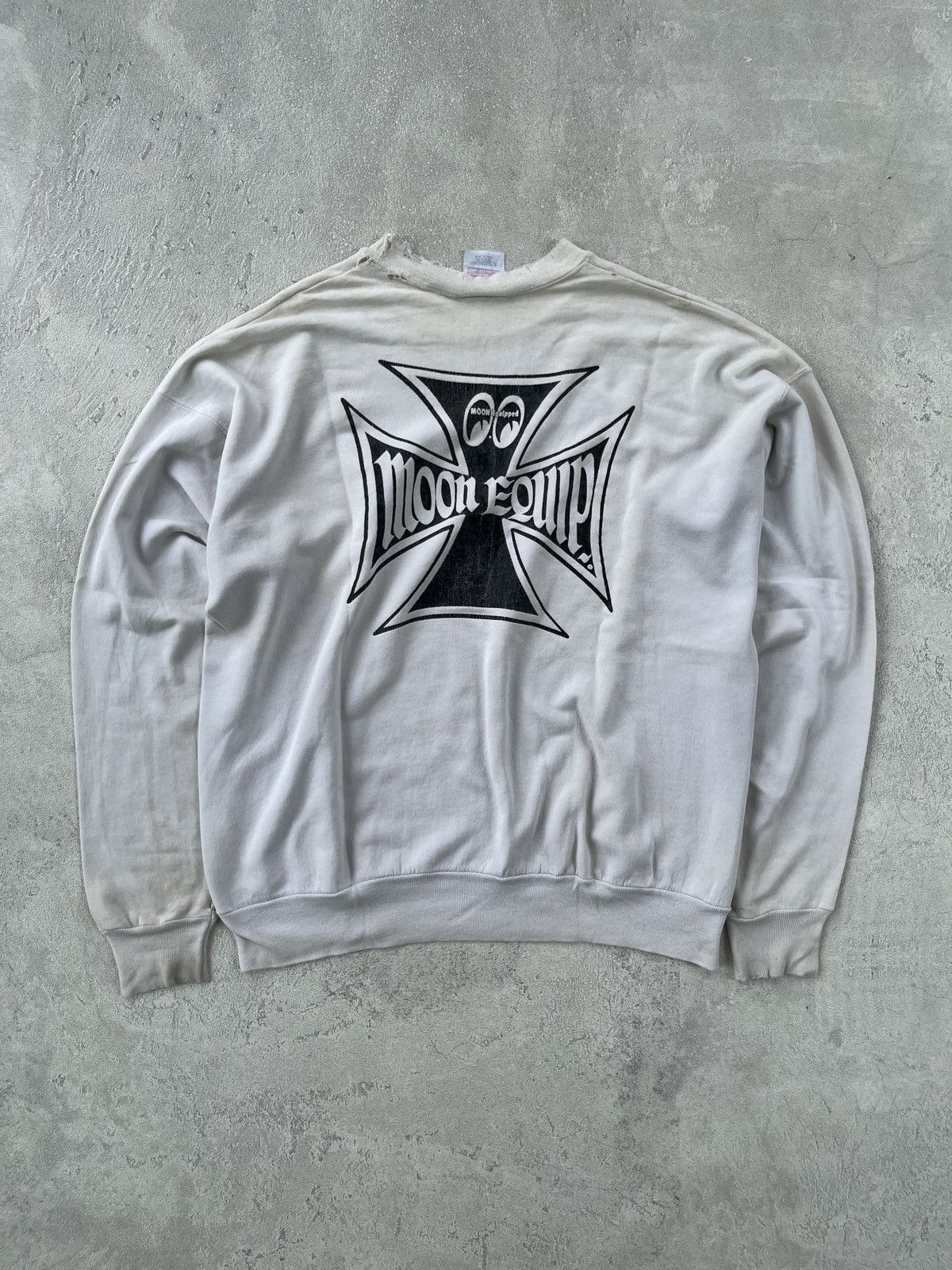 Vintage 90's Vintage Mooneyes Motorcycle distressed sweater Size US XL / EU 56 / 4 - 1 Thumbnail