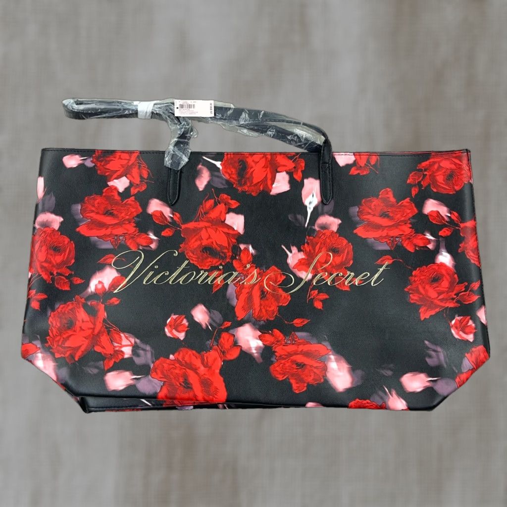 Victoria's Secret VINTAGE? No. Victoria's Secret Large Floral Tote Bag Roses Flowers Shoulder Weekender Bag NWT Size ONE SIZE - 1 Thumbnail