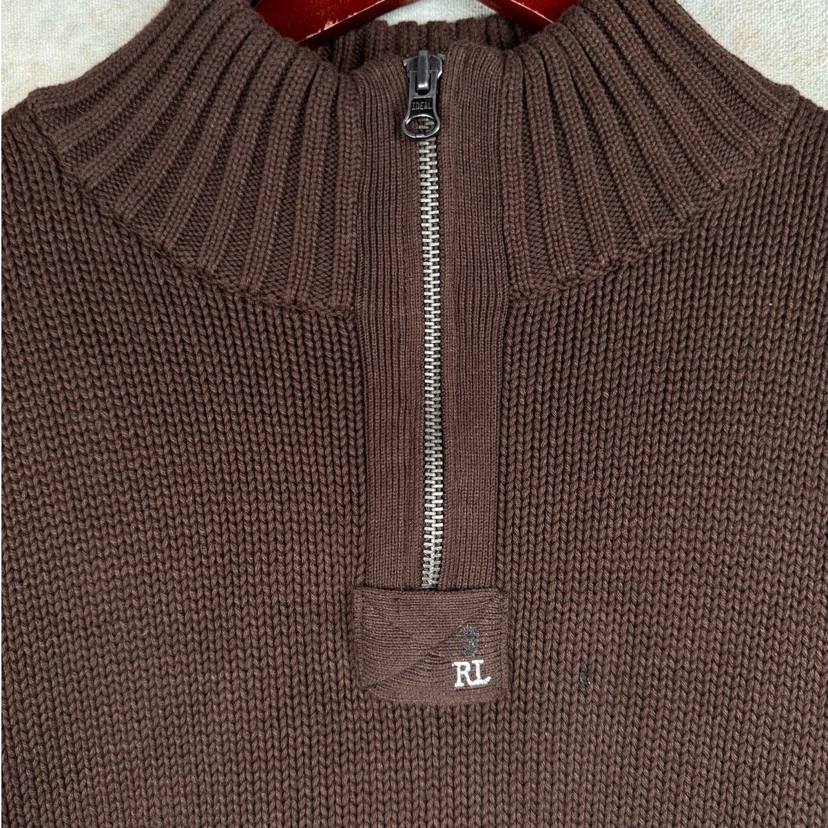 Polo Ralph Lauren × Vintage VTG 90s Polo Jeans Co Knit Q Zip Sweater Sz L Brown Size US L / EU 52-54 / 3 - 6 Thumbnail