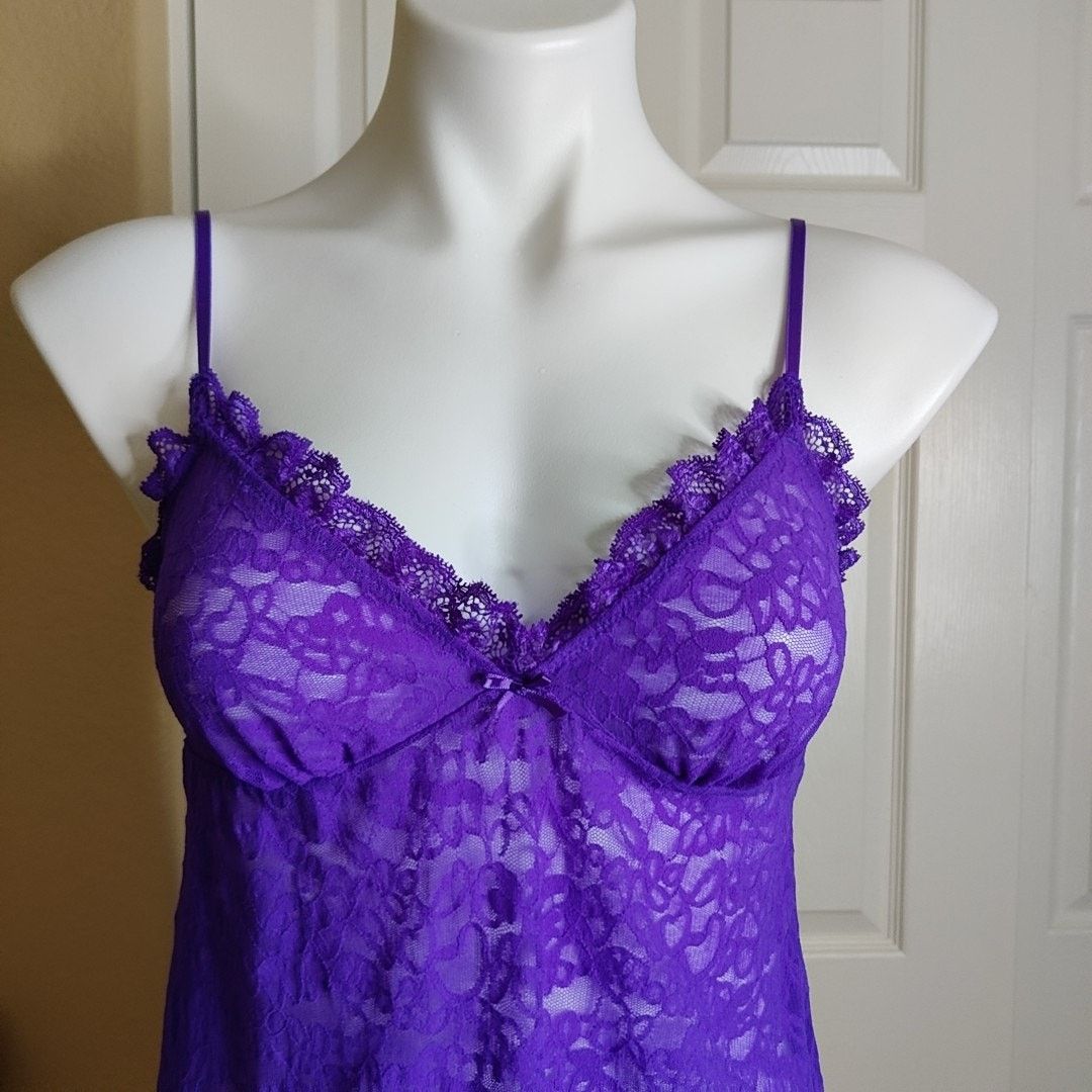 Victoria's Secret Victoria's Secret The Lacie purple stretch lace chemise sz M Size ONE SIZE - 3 Thumbnail