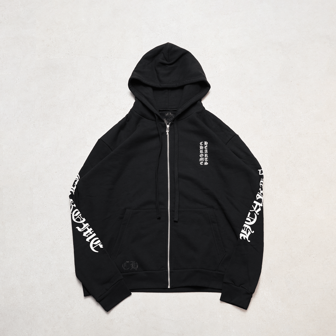 CHROME HEARTS Fleece Zip Hoodie BLACK