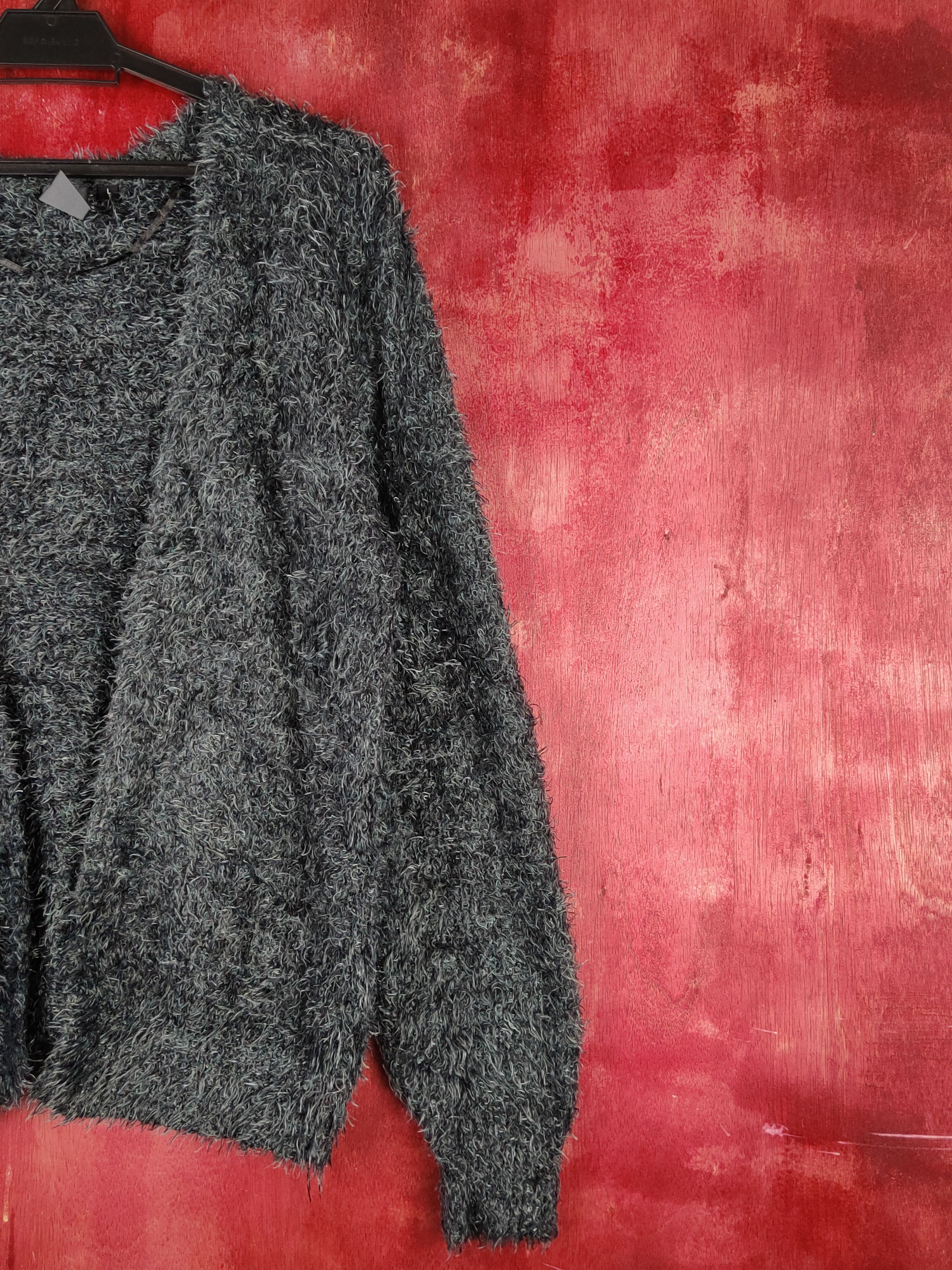 Vintage Dirz Black Shag Shaggy Fur Mohair Knitwear #S1961 Size L / US 10 / IT 46 - 5 Thumbnail