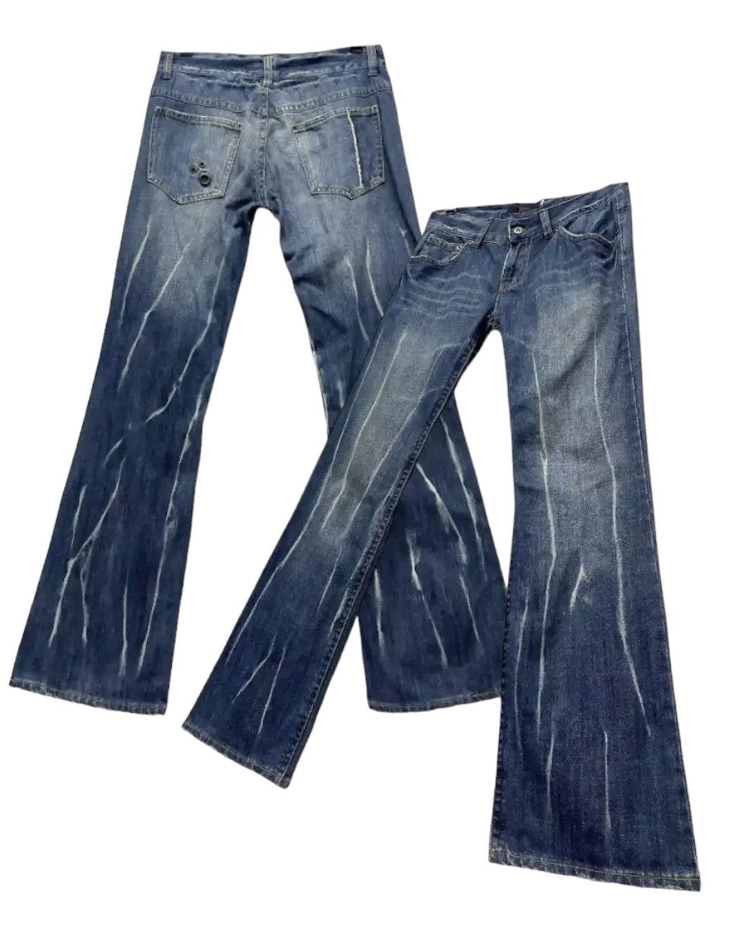 Beauty Beast 🔥MIDAS Punk Flare Clawmark Whisker Distressed Denim Pants Size US 31 - 1 Thumbnail