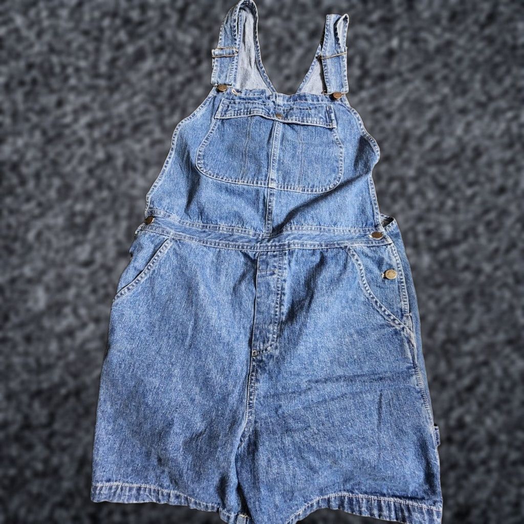 Lee VINTAGE Lee Denim Overall Jean Shorts Womens XL Blue USA Size 40" / US 18 - 1 Thumbnail
