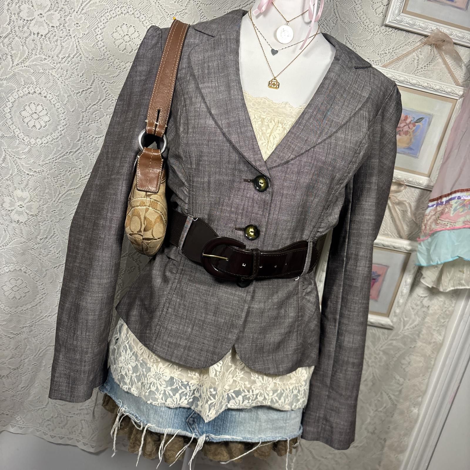 Other vintage office siren fitted blazer top Size XL / US 12-14 / IT 48-50 - 3 Thumbnail