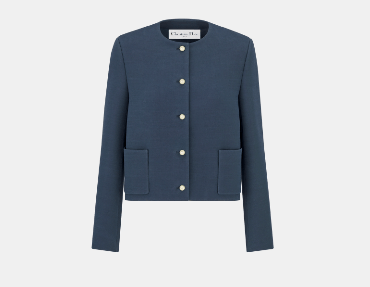 Dior o1w1db10925 421V54 Cropped Jacket in Blue Size XS / US 0-2 / IT 36-38 - 1 Thumbnail