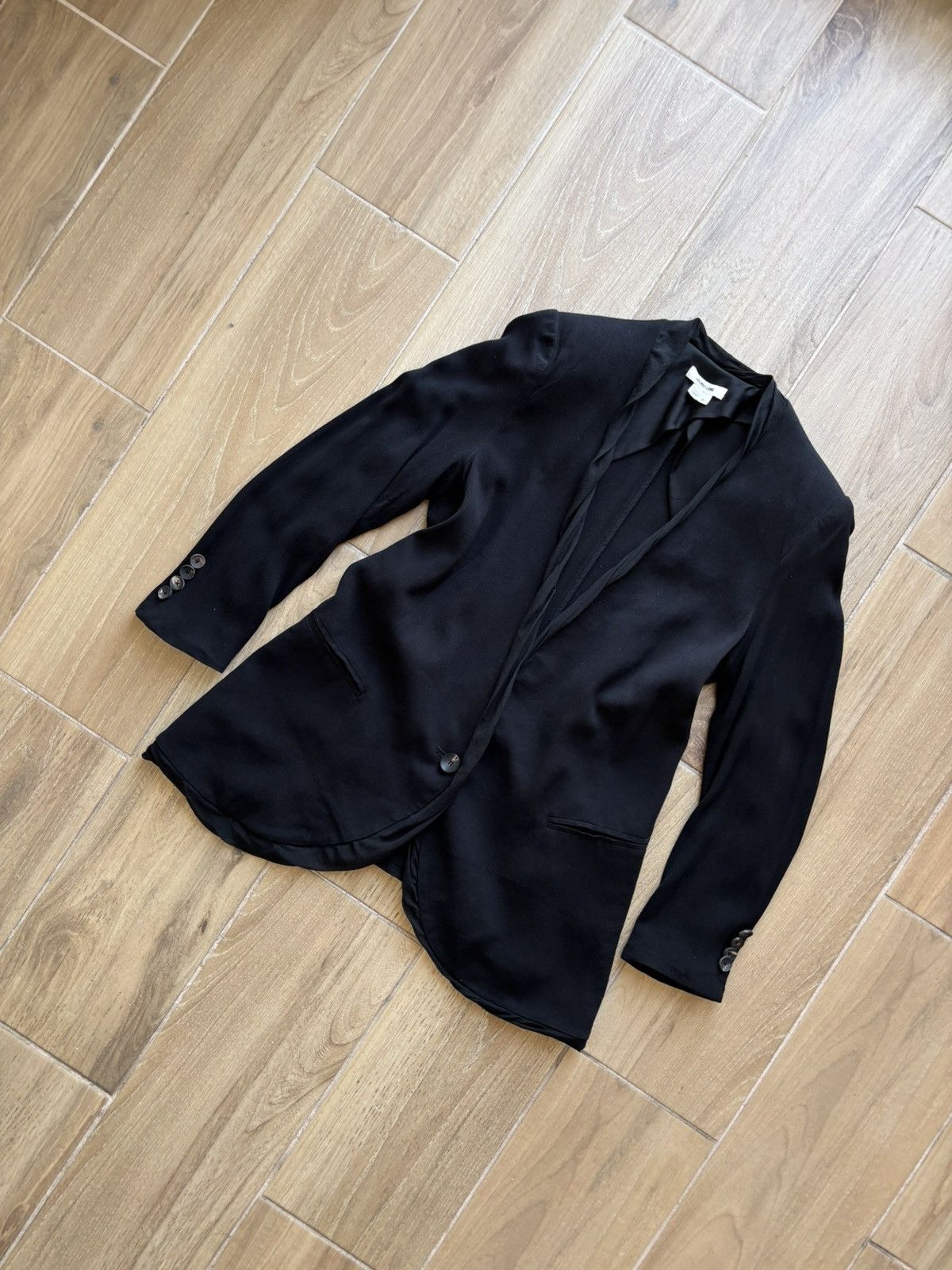 Helmut Lang Helmut Lang Black Blazer Single-Button Jacket 100% Silk Size M / US 6-8 / IT 42-44 - 1 Thumbnail