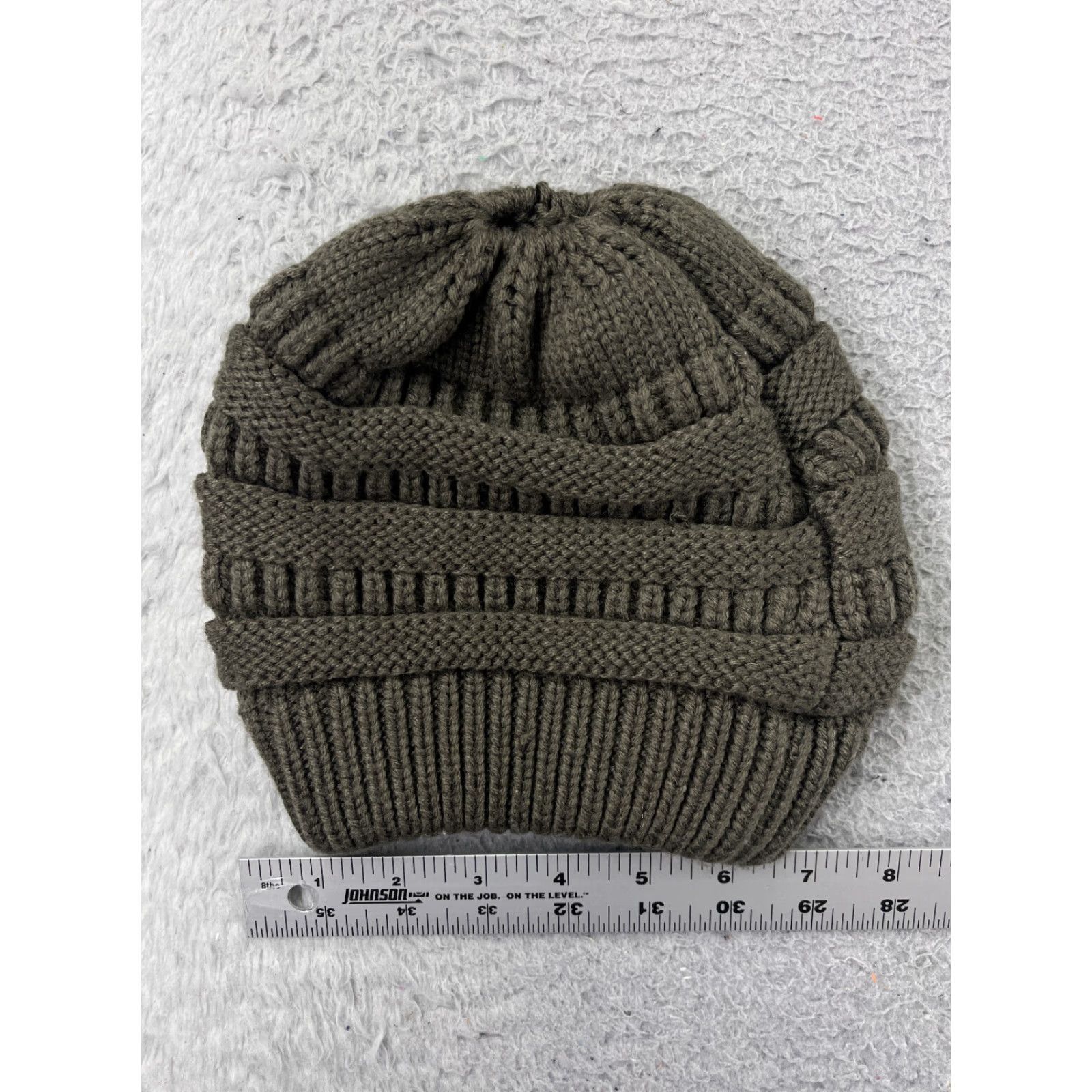 Vintage Womens Slouch Beanie Toque One Size Gray Knit 100% Acrylic Winter Snow Ski Hat Beanie Size ONE SIZE - 2 Thumbnail