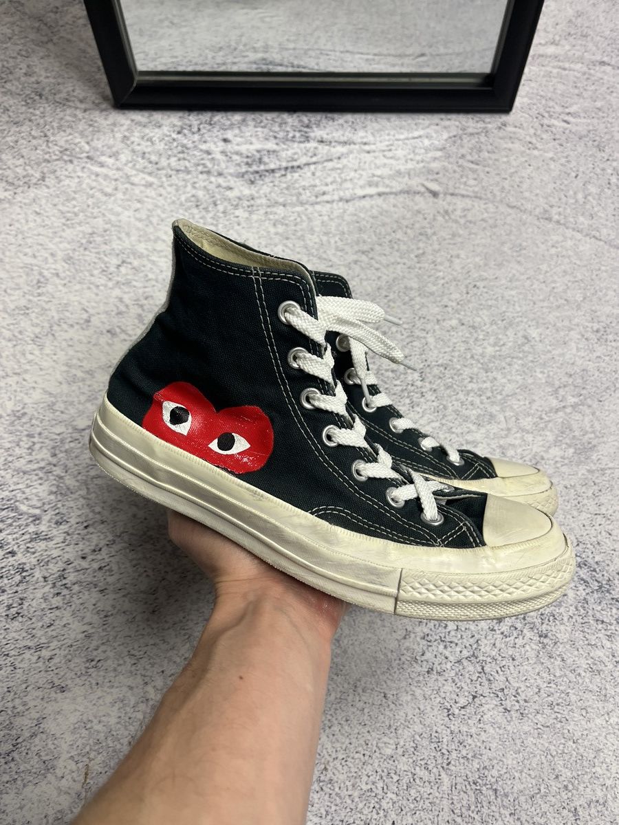 Comme des Garcons × Comme des Garcons PLAY × Converse Comme Des Garcons x Converse Black Hi-Top Hearth Sneakers Size US 7 / IT 37 - 4 Thumbnail