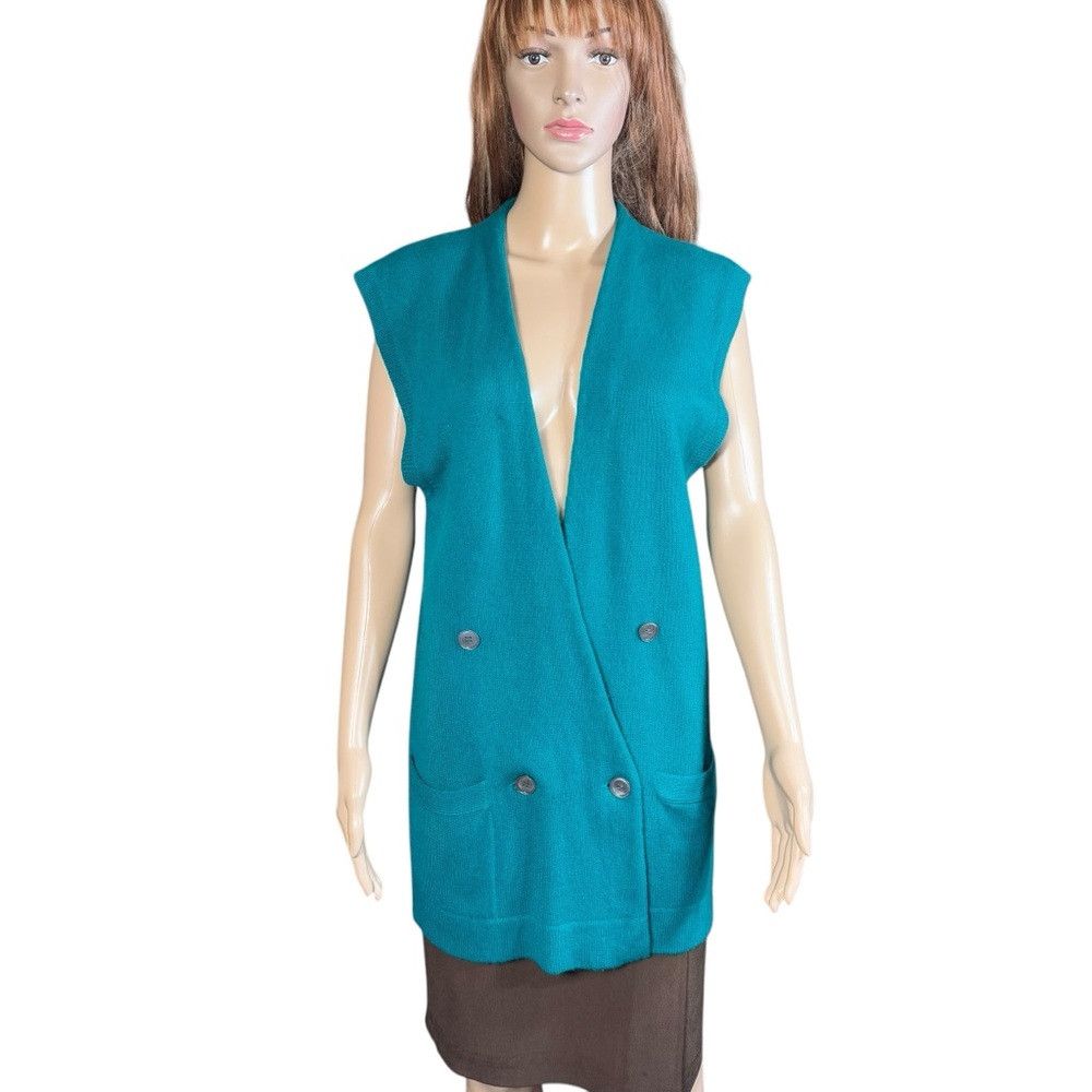 Perry Ellis Vintage Perry Ellis Front Button Closure Cashmere Green Ves Size M / US 6-8 / IT 42-44 - 1 Thumbnail