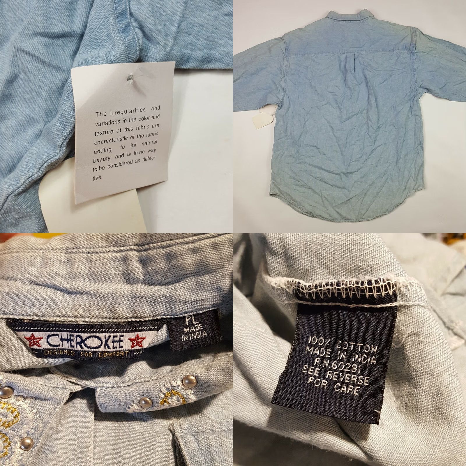 Denime VINTAGE Western Denim Shirt Women Long Sleeve Button-Up Southwestern Rivet 80s 90s Casual Blue Mens Girls Size L / US 10 / IT 46 - 8 Thumbnail