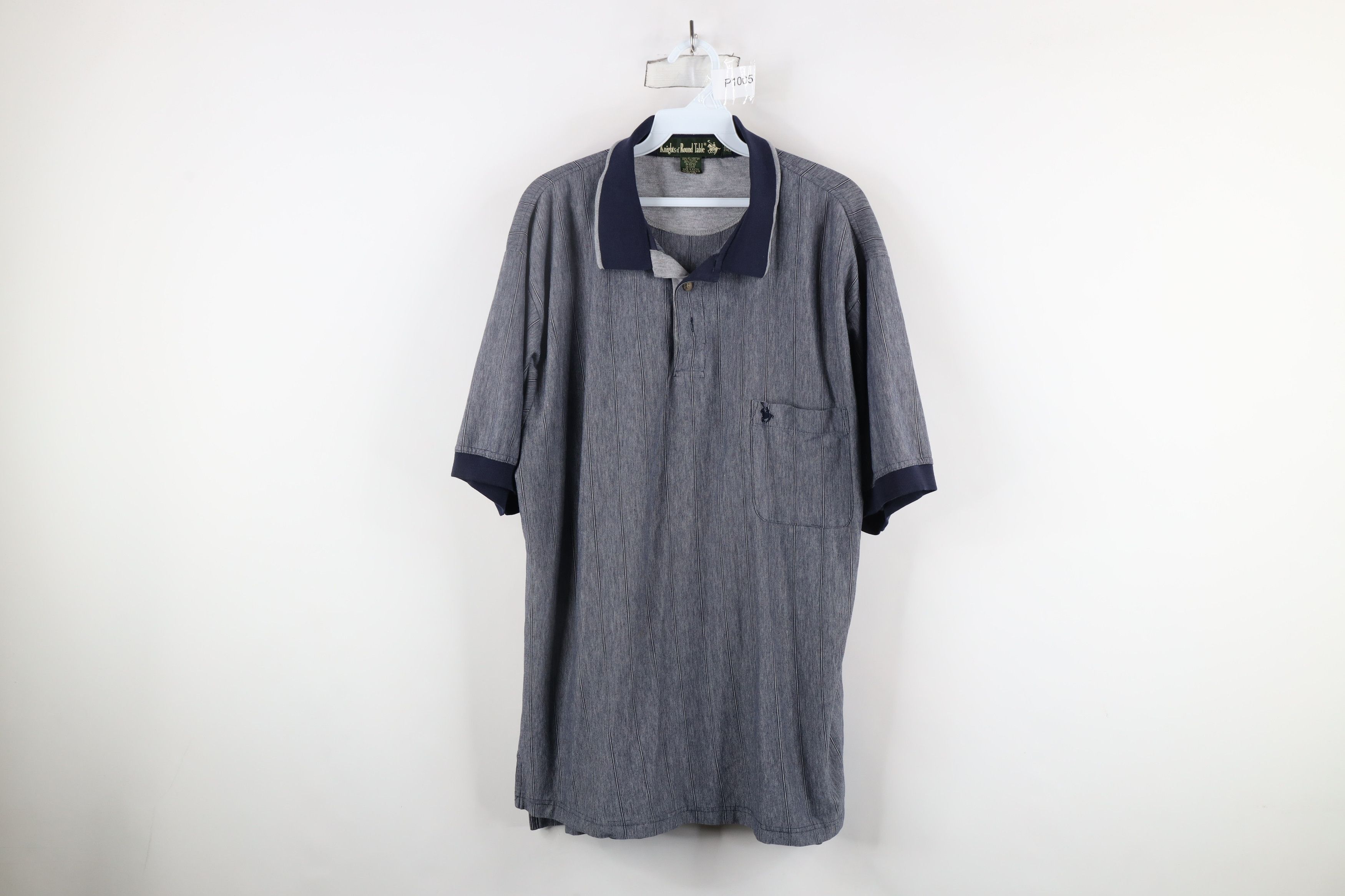 Vintage Vintage 90s Streetwear Striped Knit Collared Polo Shirt Blue Size US XXL / EU 58 / 5 - 1 Thumbnail