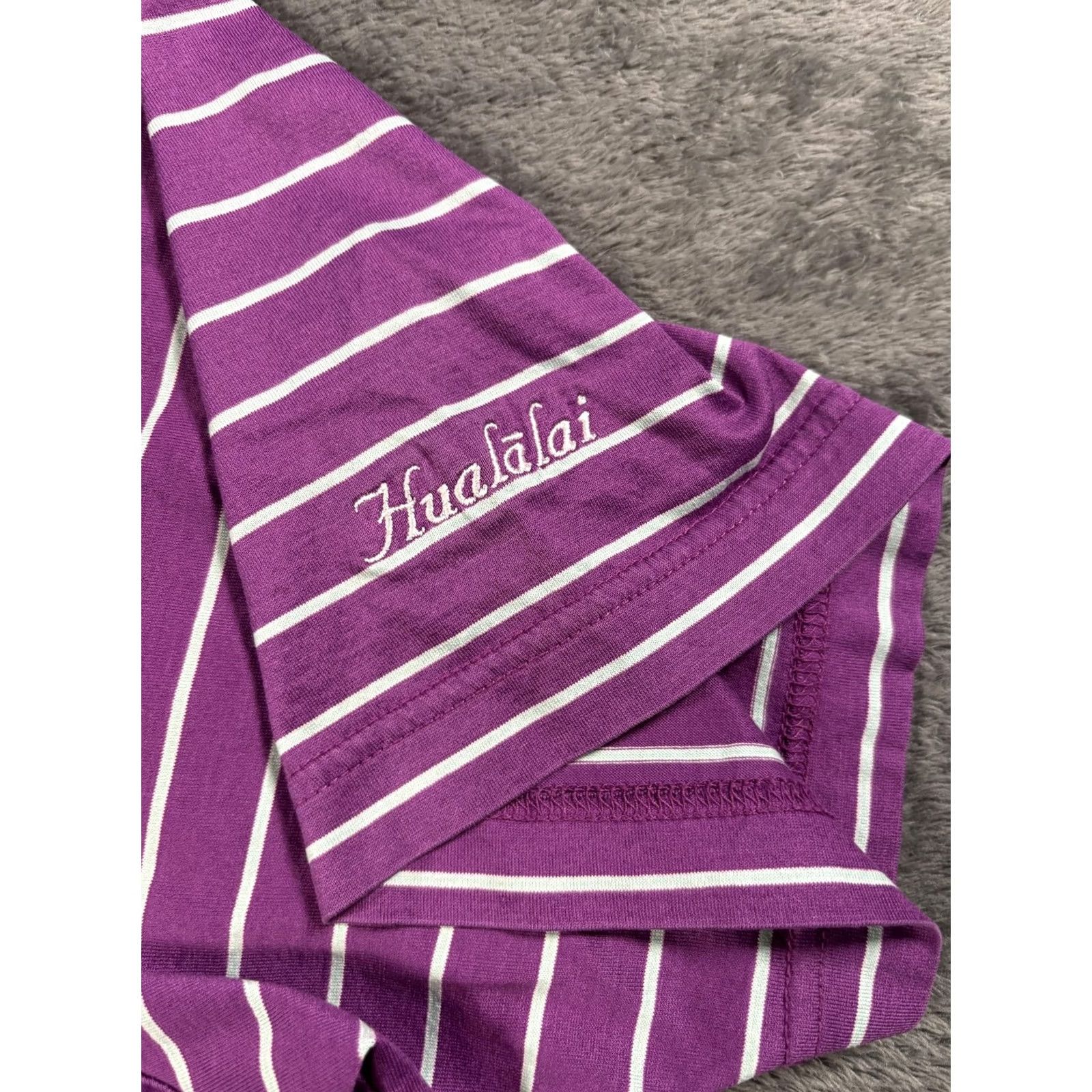 Peter Millar Polo Shirt Golf Mens Medium Purple Stripe Cotton Knit Hualalai, Men's — image 4 of 6