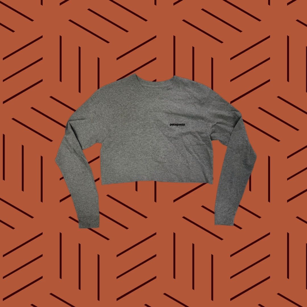 Patagonia Patagonia T-Shirt Women's Gray Long Sleeve Cropped Crew Neck Logo Graphic Print Pullover XS Regular All Seasons Casual Activewear Outdoors Size XS / US 0-2 / IT 36-38 - 1 Thumbnail