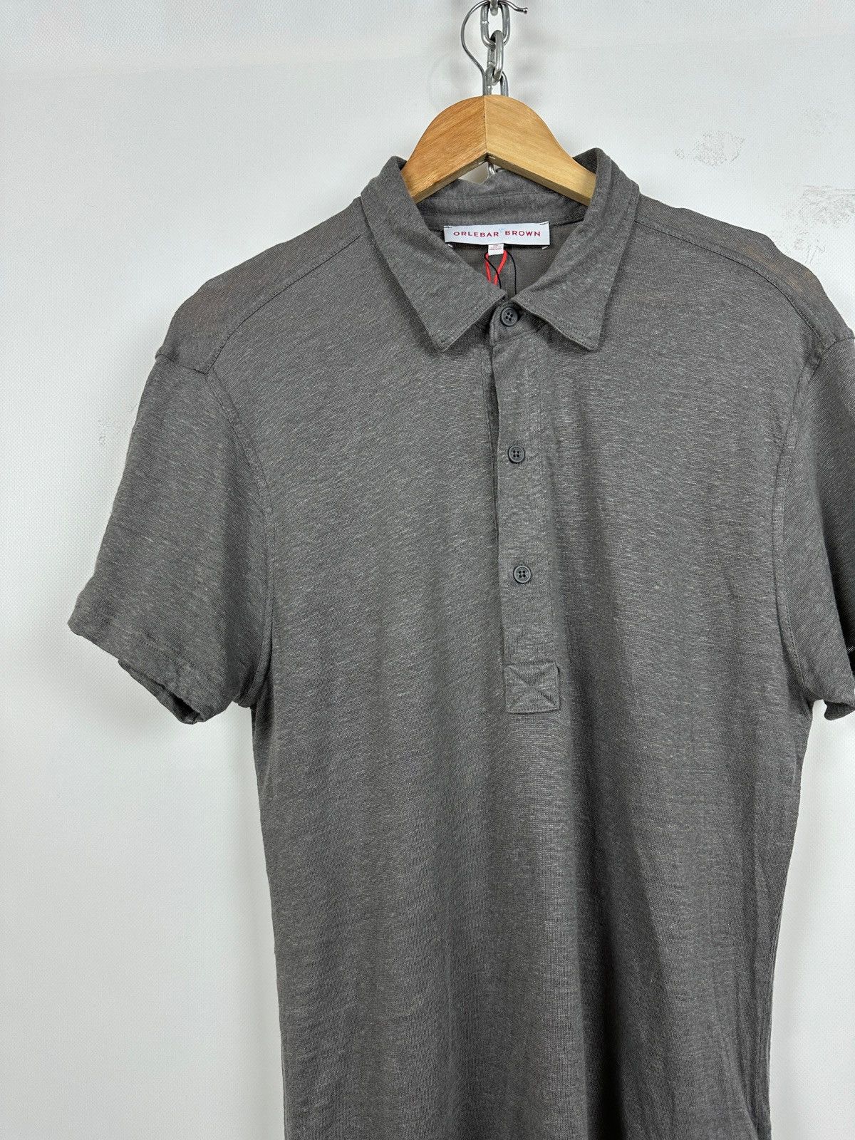 Orlebar Brown Orlebar Brown Linen Grey Polo Shirt Size US XXL / EU 58 / 5 - 2 Thumbnail