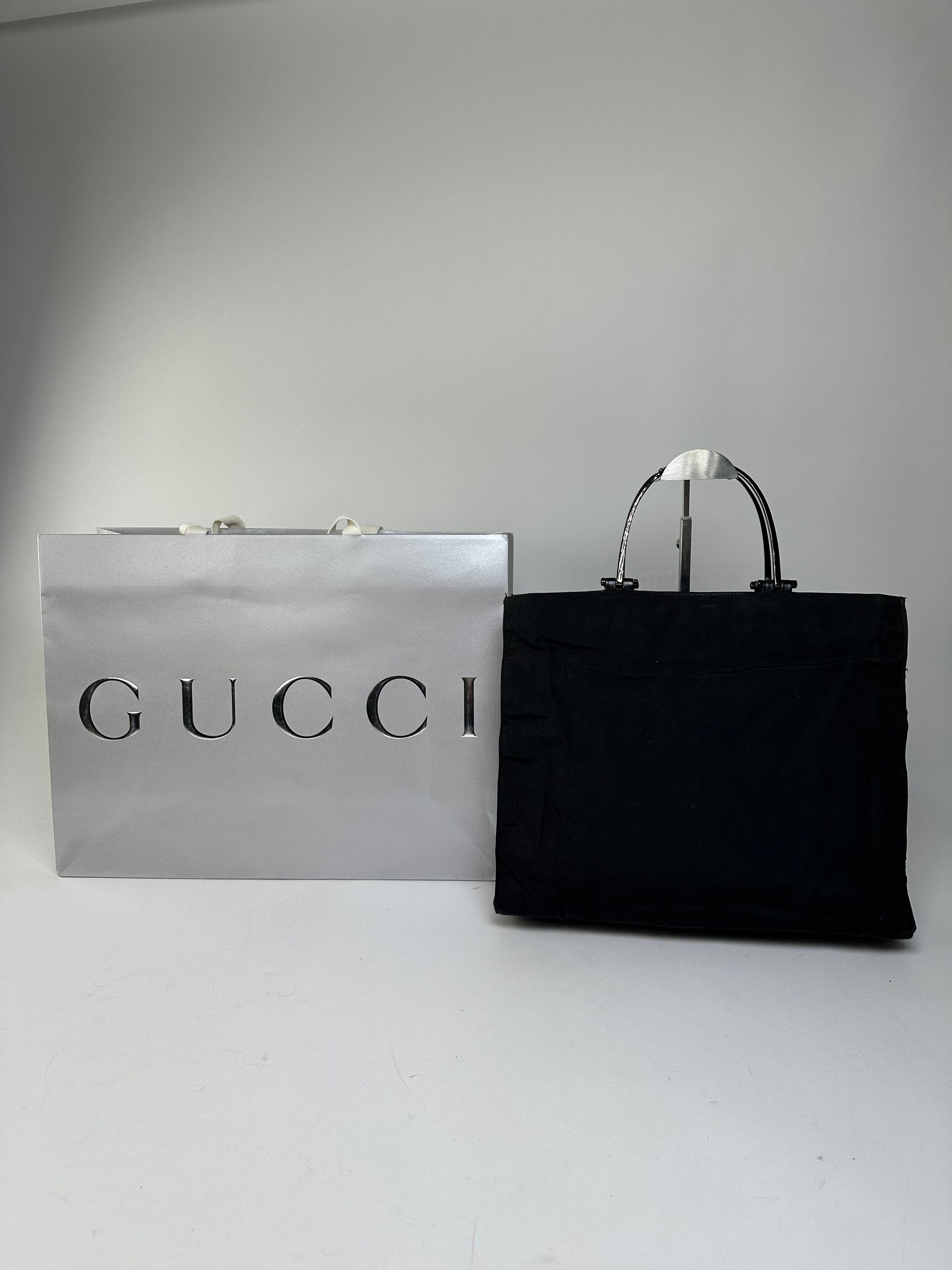 Gucci Vintage Nylon Canvas Tote Bag Black Size ONE SIZE - 1 Thumbnail