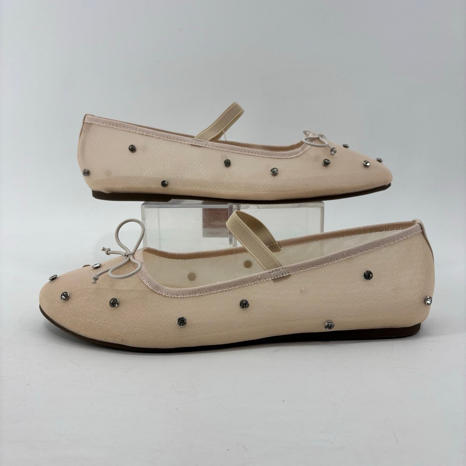 Other Project Cloud Amity Nude Rhinestone Ballet Flats Mesh Bow Size US 11 / IT 41 - 10 Thumbnail