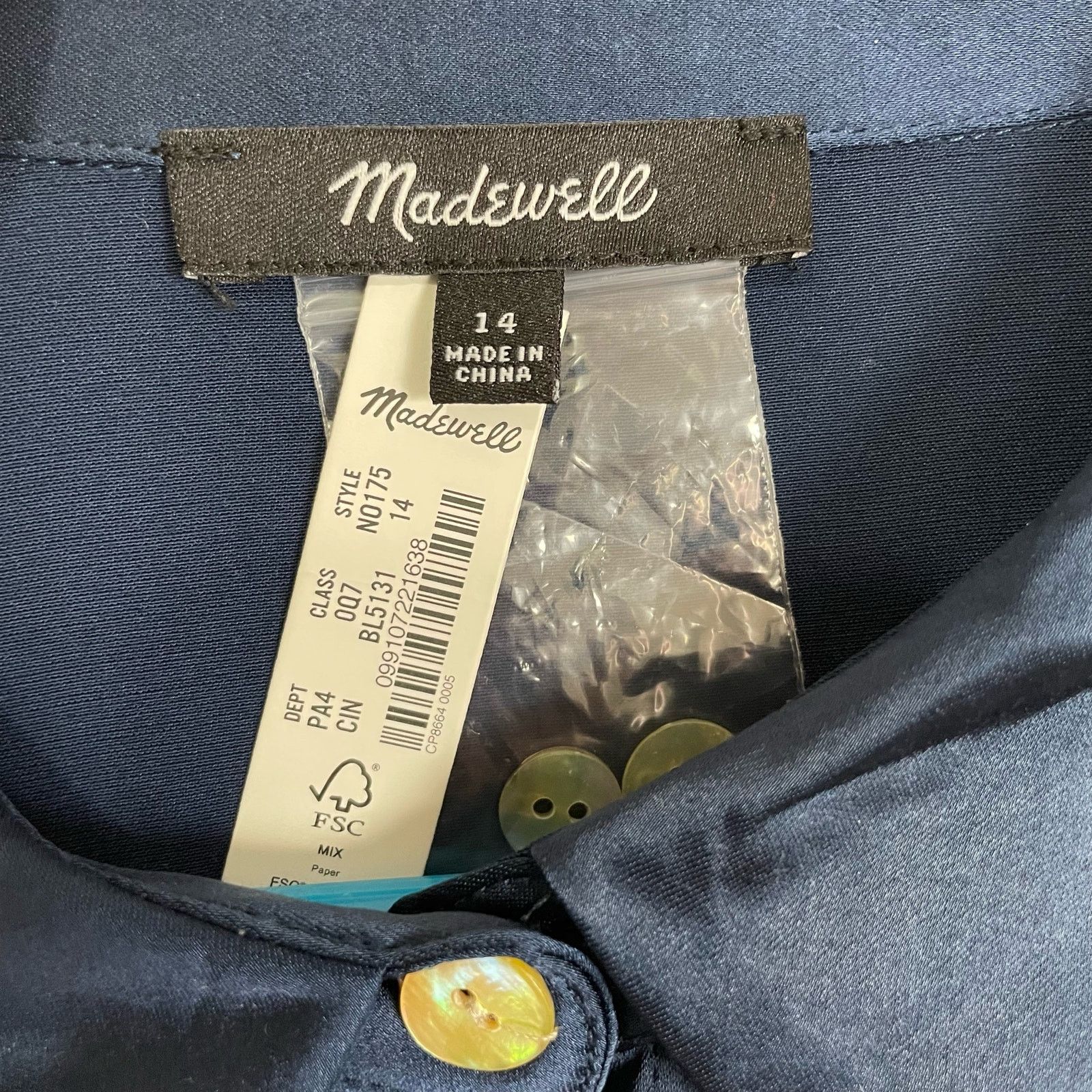 Madewell Madewell Satin Button Front Midi Koures Dress US Women's 14 Size XL / US 12-14 / IT 48-50 - 4 Thumbnail