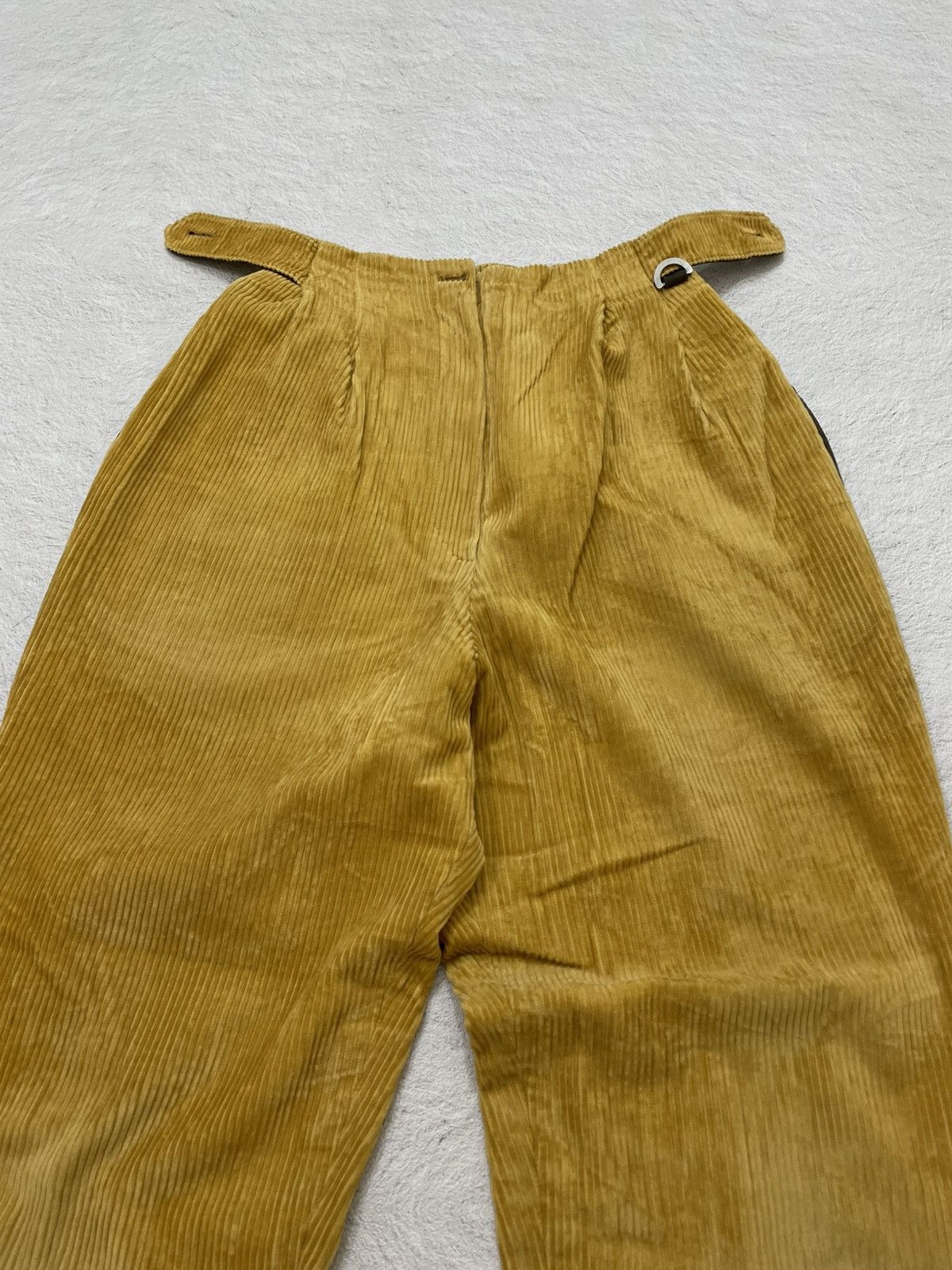 Christian Dior Monsieur Dior Corduroy Pants Mustard Yellow Pleated Trousers Size 23" - 3 Thumbnail