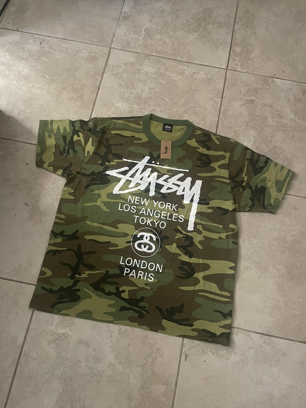 Designer Stussy Camo World Tour Tee | Grailed
