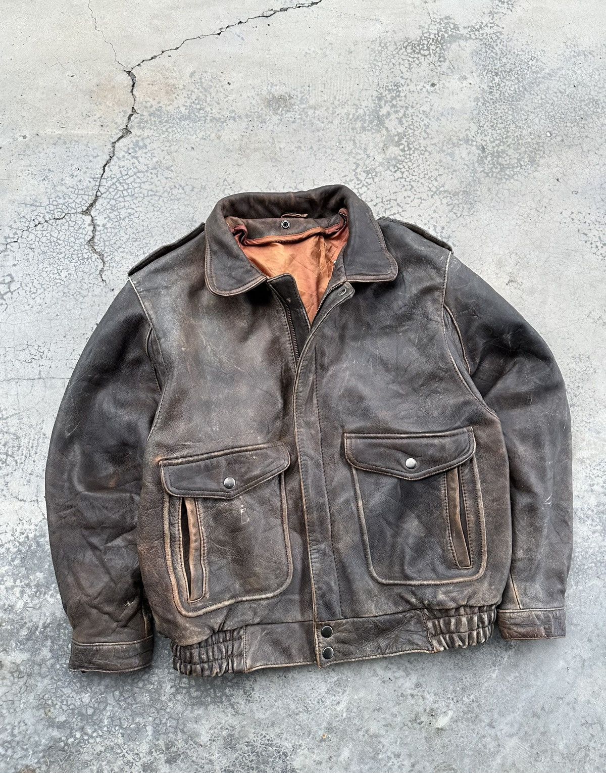 Vintage 🪖Vintage 80’s A2 Aviator Military Brown Leather Jacket Size US S / EU 44-46 / 1 - 4 Thumbnail