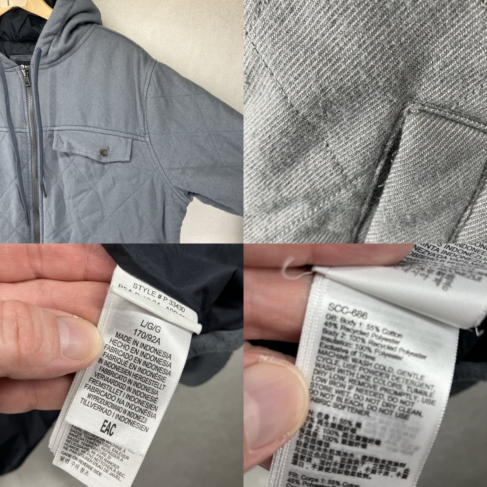 Marmot Marmot Mens Hoodie Large Full Zip Quilt Lined Light Blue Snap Button Size US L / EU 52-54 / 3 - 10 Thumbnail