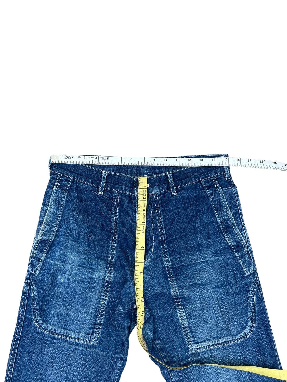 Comme des Garcons Homme Vintage CDGH Distress Fade Blue Denim Military Work Pant Size US 29 - 2 Thumbnail