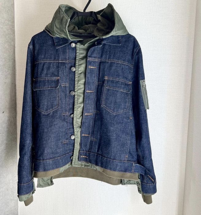 A.P.C. Sacai x apc denim bomber jacket bonjour sacai | Grailed