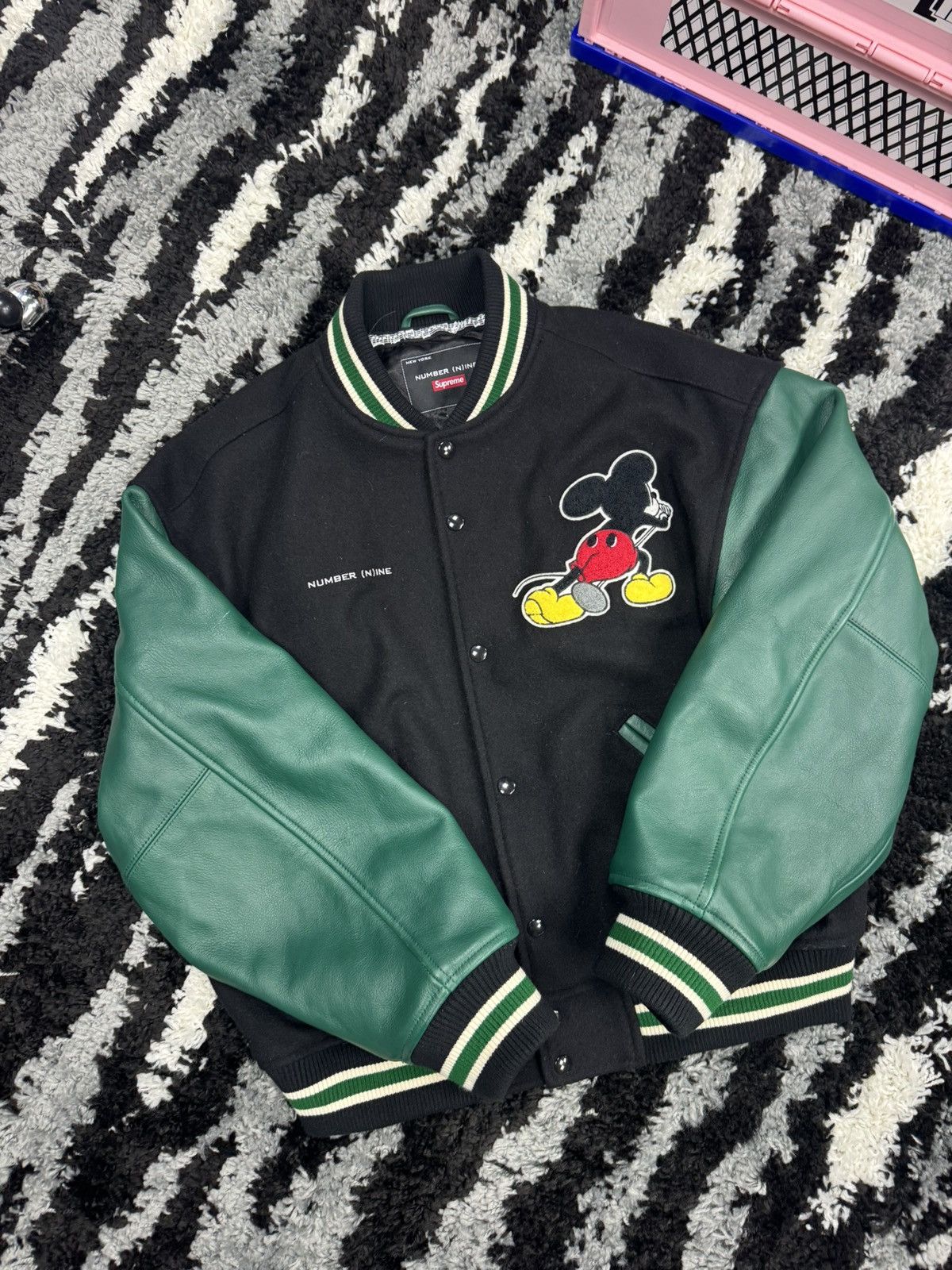 Supreme x number (n)ine Mickey varsity jacket