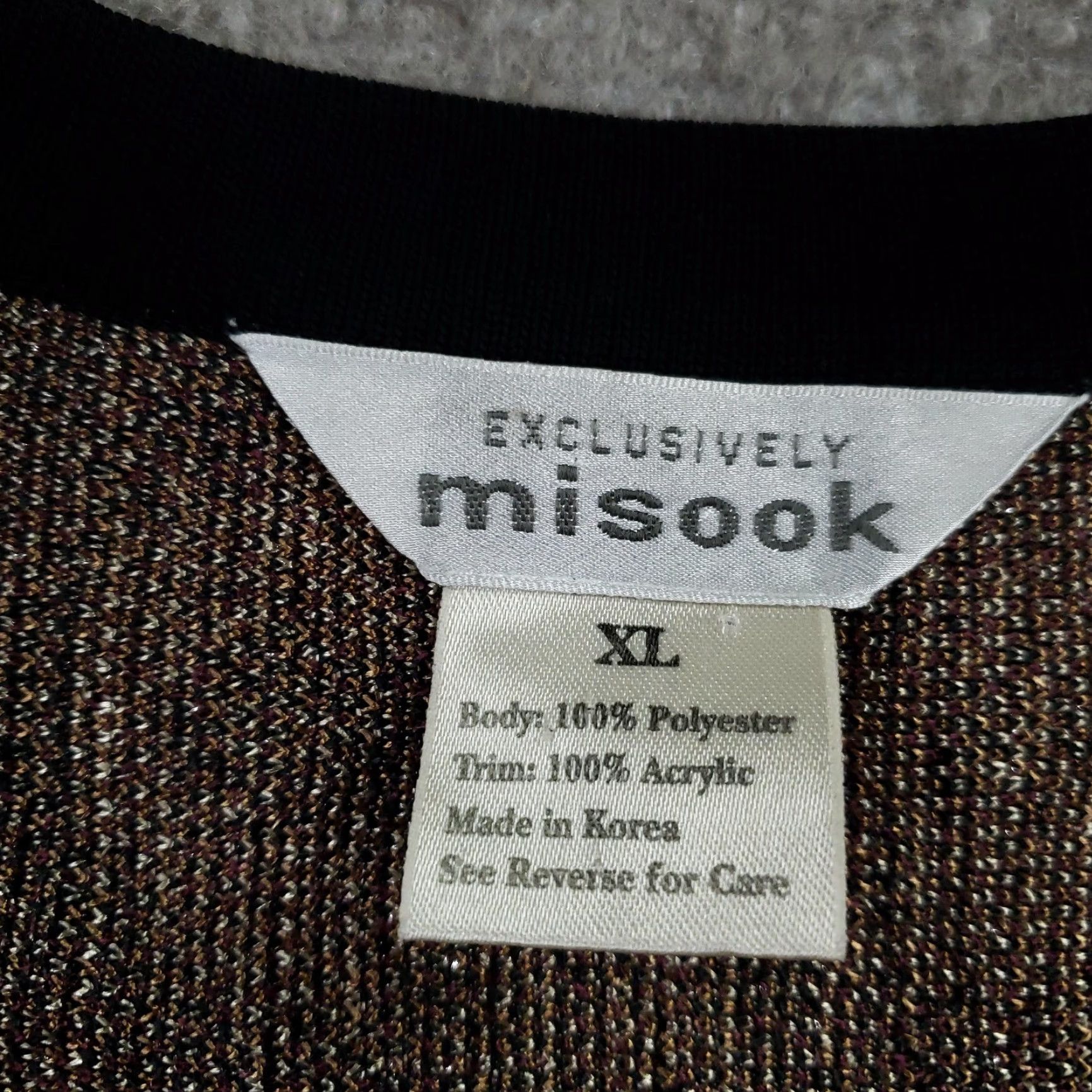 Vintage Misook Cardigan Womens Adult XL Black Gold Metallic Ikat Pockets Knit Size XL / US 12-14 / IT 48-50 - 5 Thumbnail