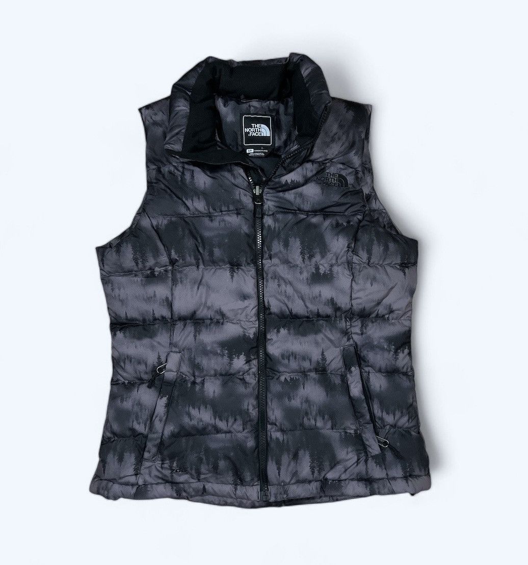 THE NORTH FACE Down 700 Vest Womens Size Small Trees Print N