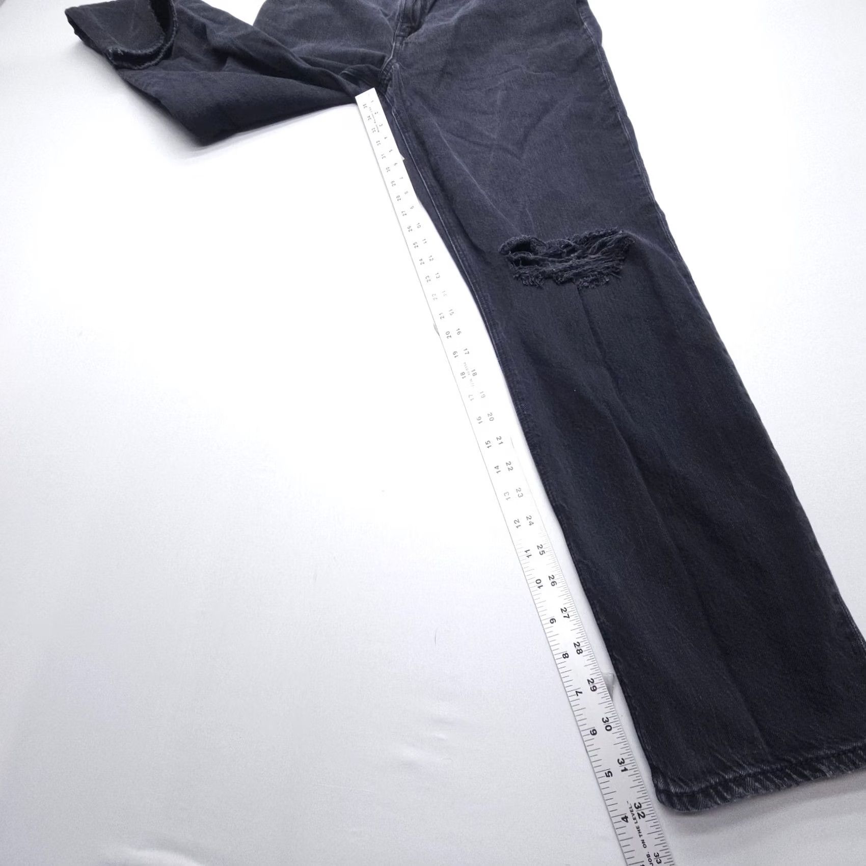 American Eagle Outfitters American Eagle Outfitters Jeans Womens 14 Black High Rise Distressed 5-Pocket Denim Straight Leg Mom Style Adults Womens Size 36" / US 14 / IT 50 - 4 Thumbnail