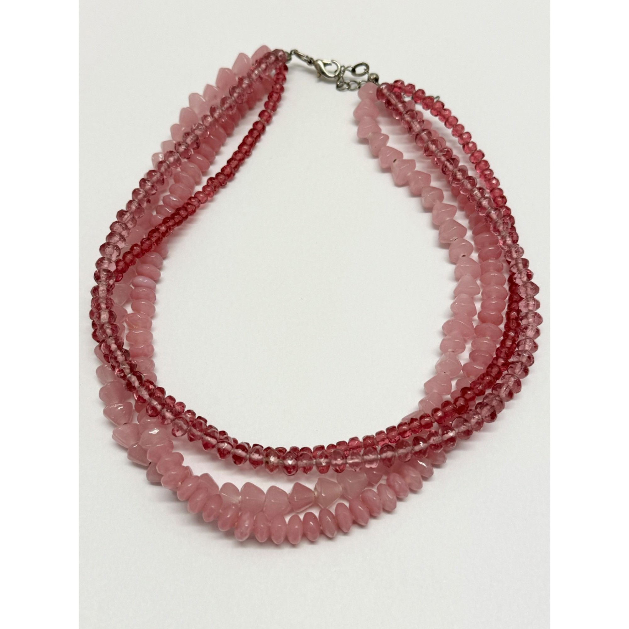 Vintage Vintage pink glass multi strand beaded necklace Size ONE SIZE - 3 Thumbnail
