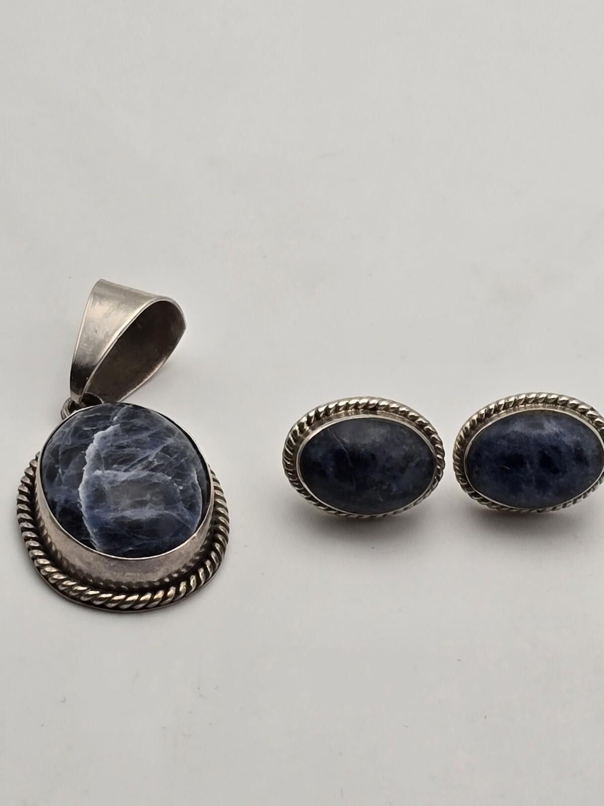 Other Vtg Taxco Mexico Sterling Silver Sodalite Earrings Pendant Size ONE SIZE - 3 Thumbnail