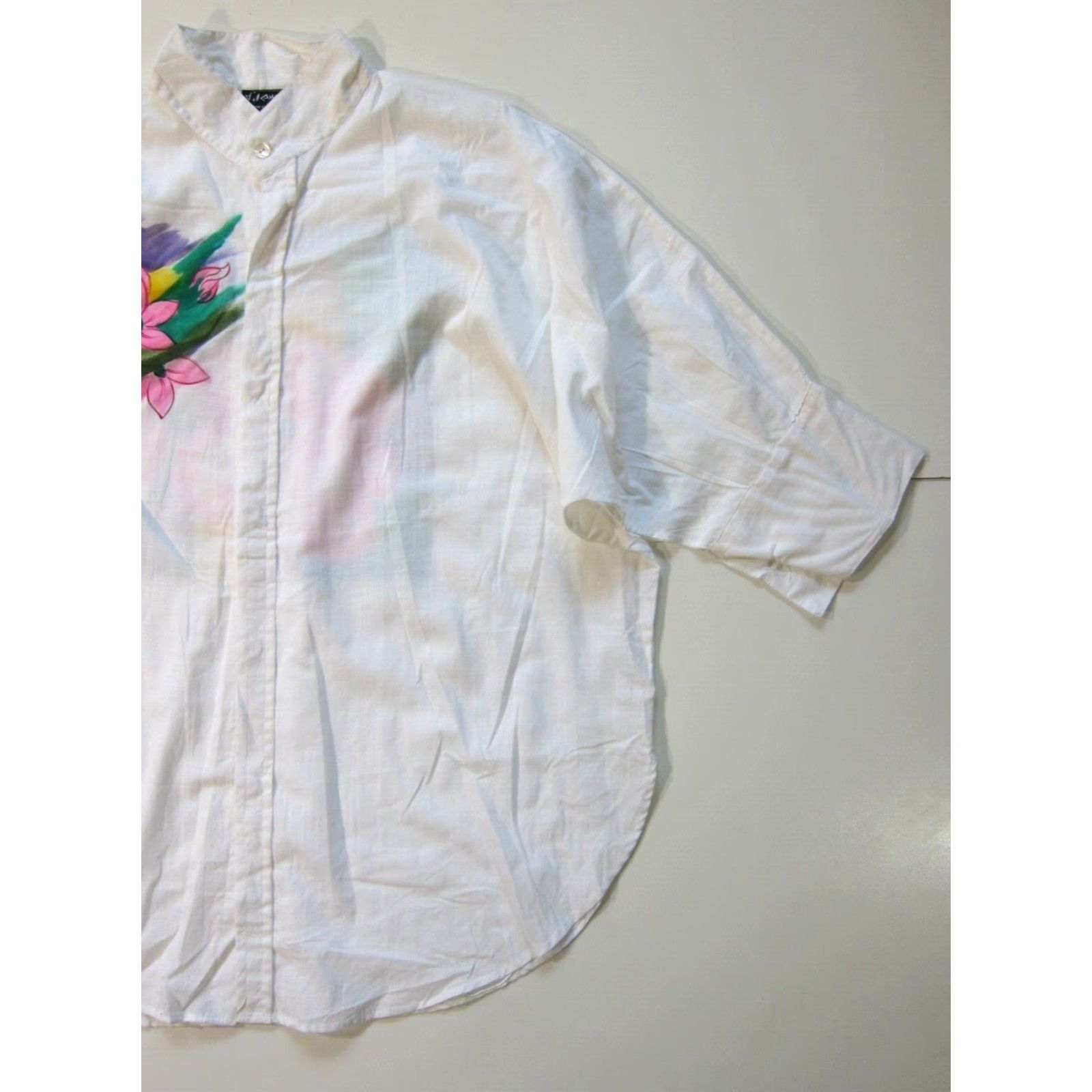 Vintage Vintage Dilemma Art Cotton White Hand Painted Floral Button Down Blouse L-XL - Women Shirt Size L / US 10 / IT 46 - 7 Thumbnail