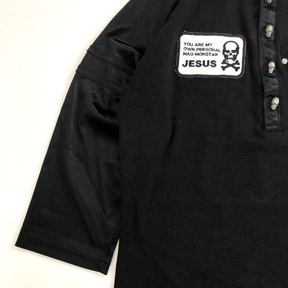If Six Was Nine × Japanese Brand × Le Grande Bleu (L.G.B.) Xfrm Skulls Jesus Poem Half Lgb Goa Style Button Polo Shirt Size S / US 4 / IT 40 - 9 Thumbnail