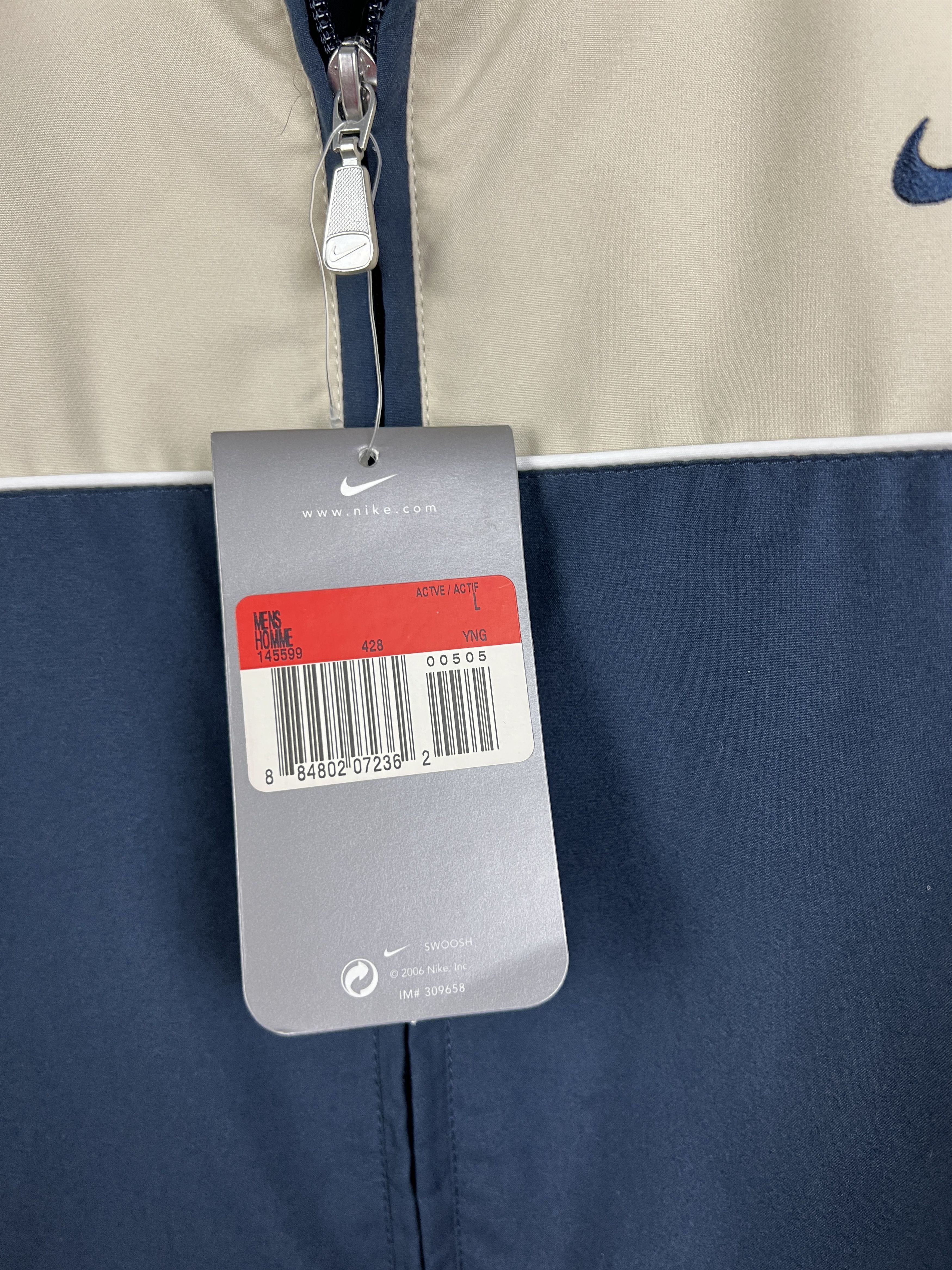 Nike Vintage Nike Beige Jacket Swoosh Track Top Windbreaker Rare Size US L / EU 52-54 / 3 - 7 Thumbnail
